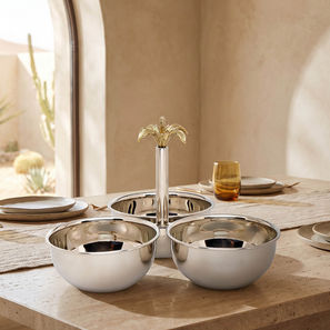 Floral Metallic 3-Bowl Condiment Set-household-dining-serveware-image-1