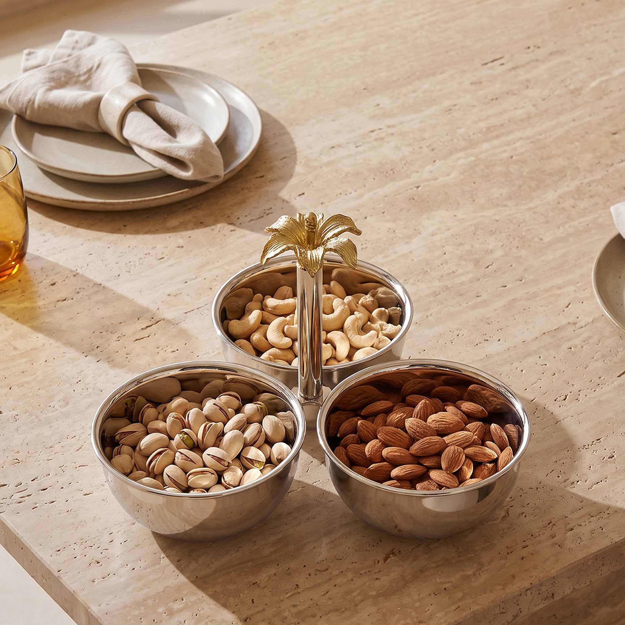 Floral Metallic 3-Bowl Condiment Set-household-dining-serveware-servingtrays-image-2