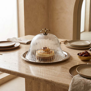 Cake Plate and Ribbed Glass Dome-household-dining-serveware-image-1