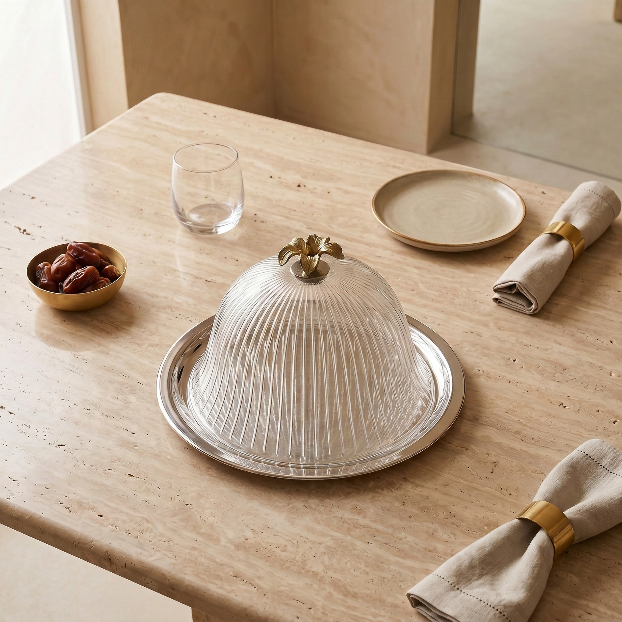 Cake Plate and Ribbed Glass Dome-household-dining-serveware-cakestands-image-2