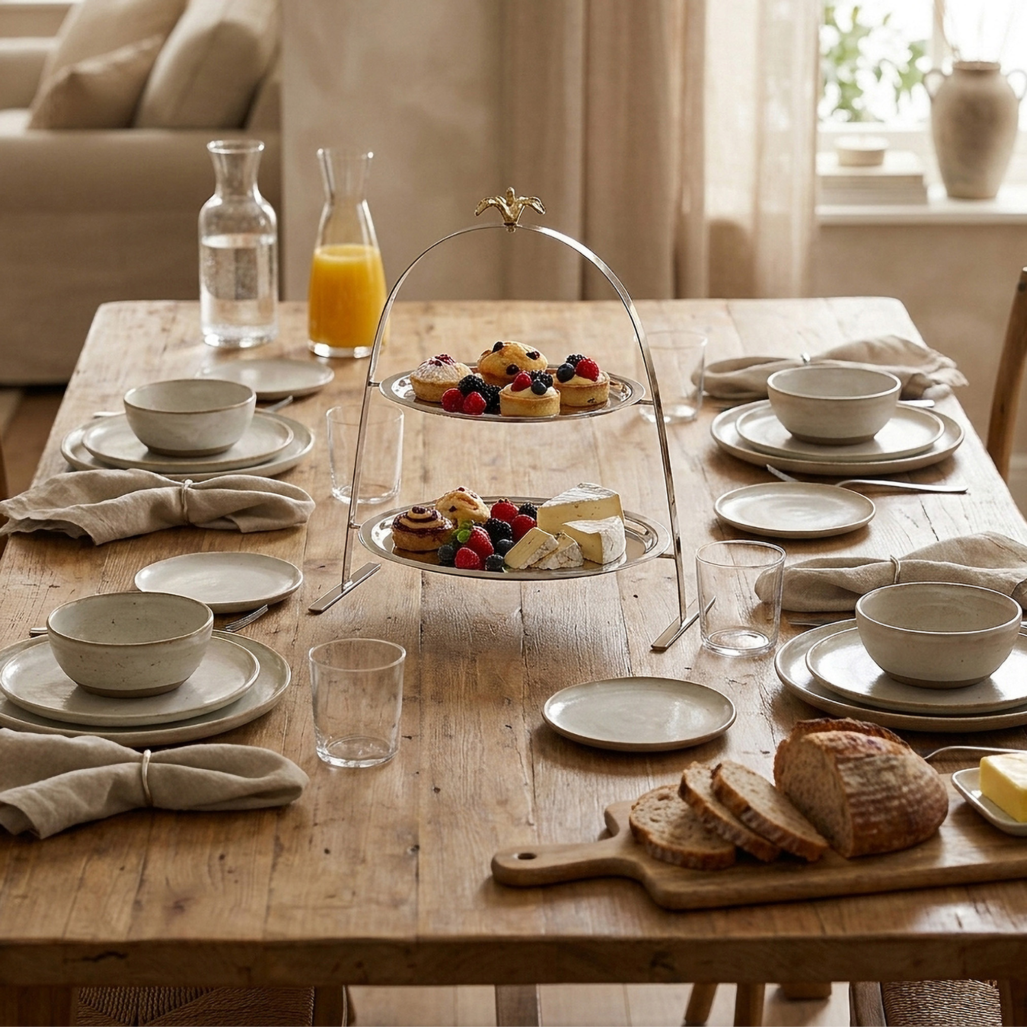 Floral Accent Metal 2-Tier Cake Stand - 32x20x35 cms-household-dining-serveware-cakestands-image-4