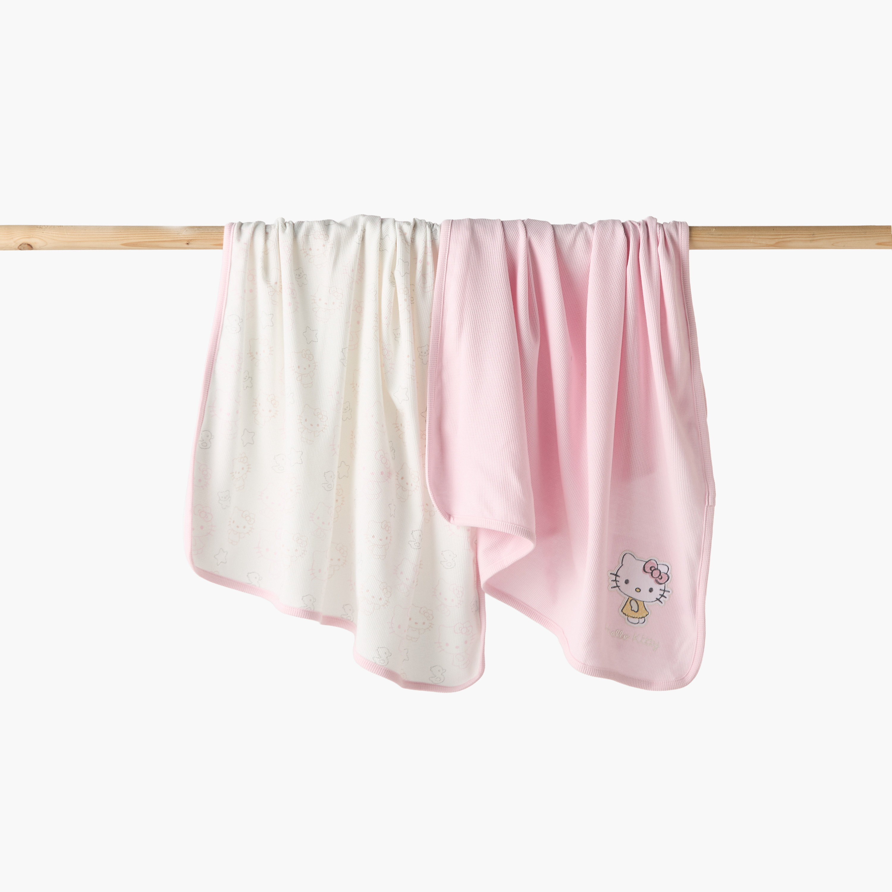 Sanrio Waffle Texture Hello Kitty Print Receiving Blanket - Pack of 2-baby-nursery-blanketsandswaddles-blanketsandquilts-image-1