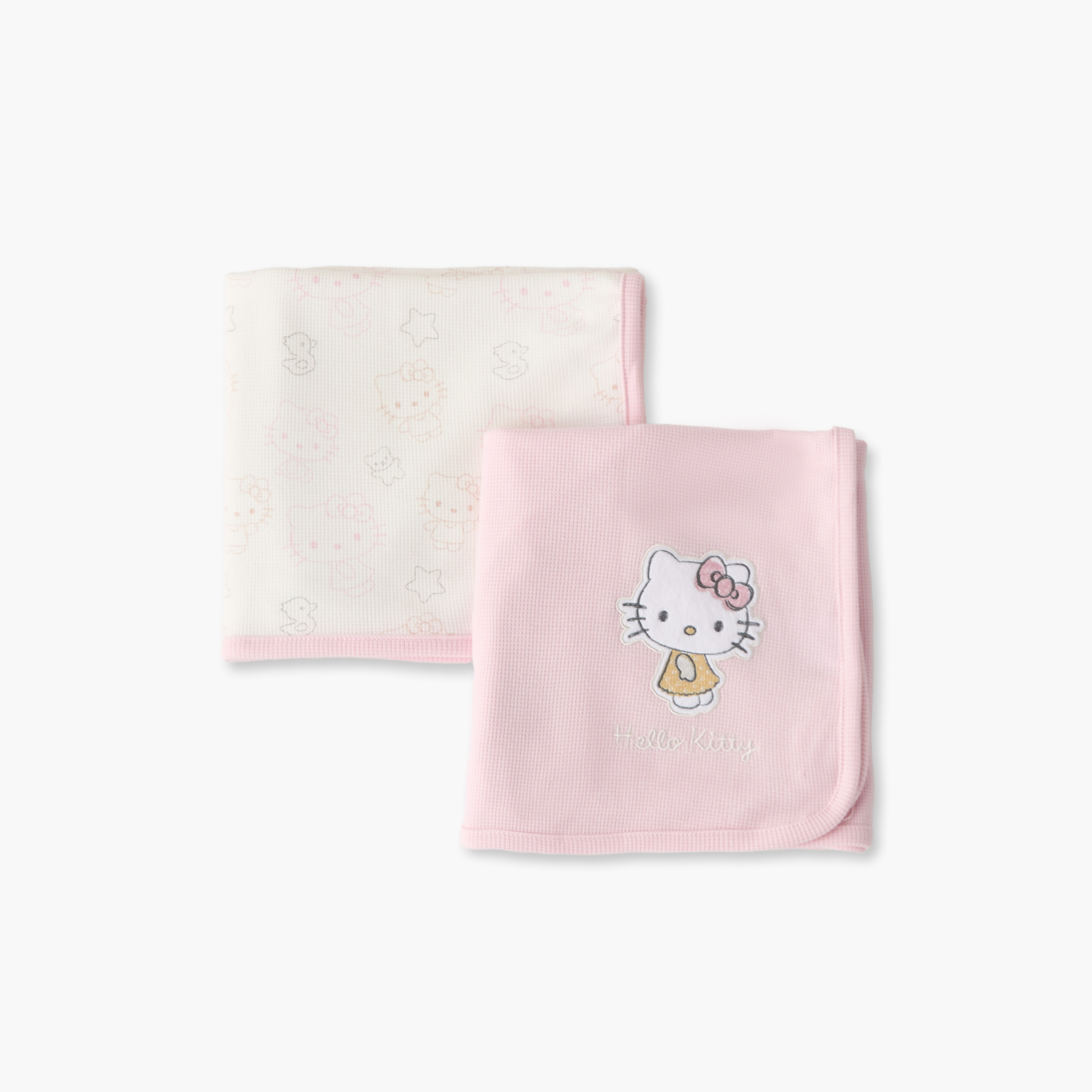 Sanrio Waffle Texture Hello Kitty Print Receiving Blanket - Pack of 2-baby-nursery-blanketsandswaddles-blanketsandquilts-image-3