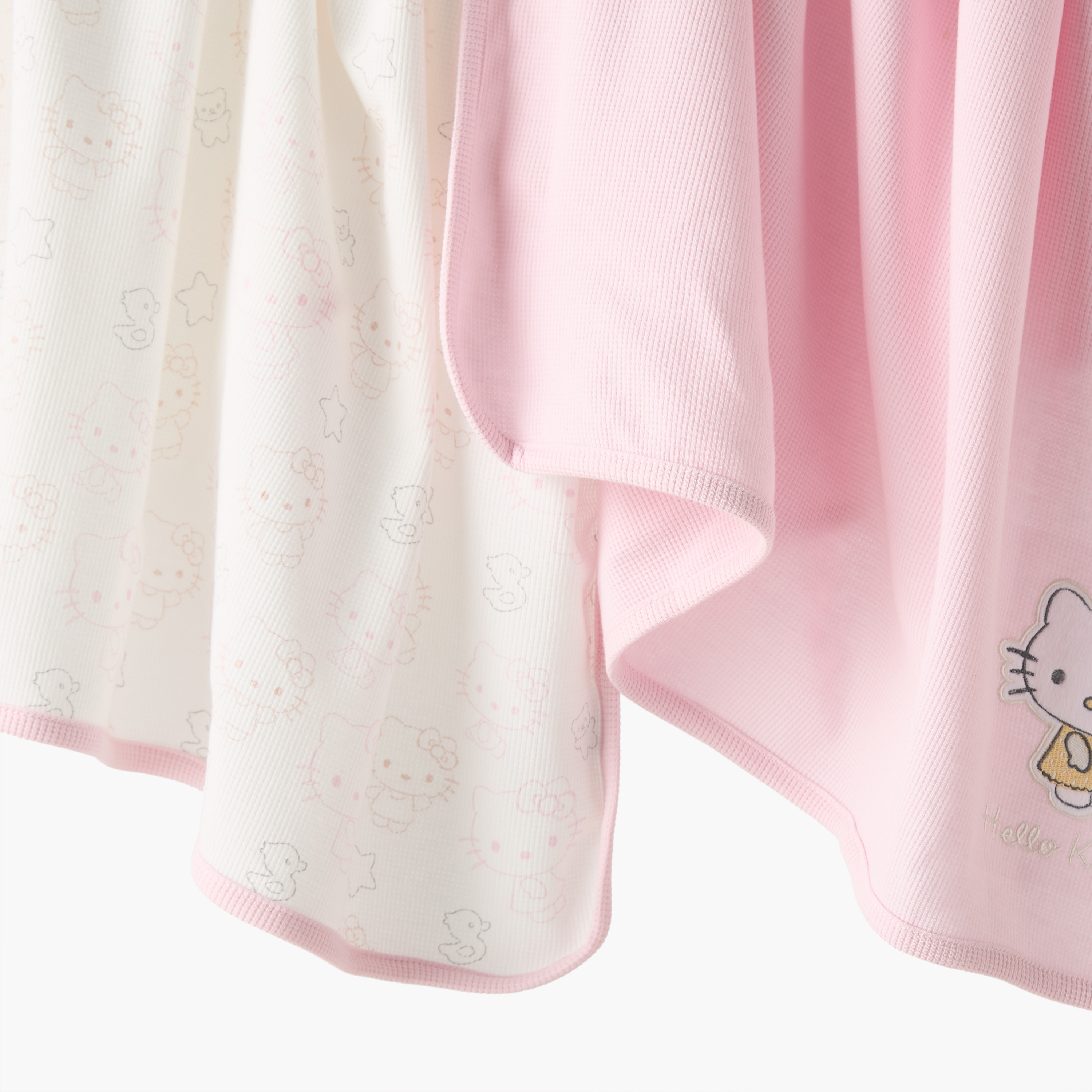 Sanrio Waffle Texture Hello Kitty Print Receiving Blanket - Pack of 2-baby-nursery-blanketsandswaddles-blanketsandquilts-image-4