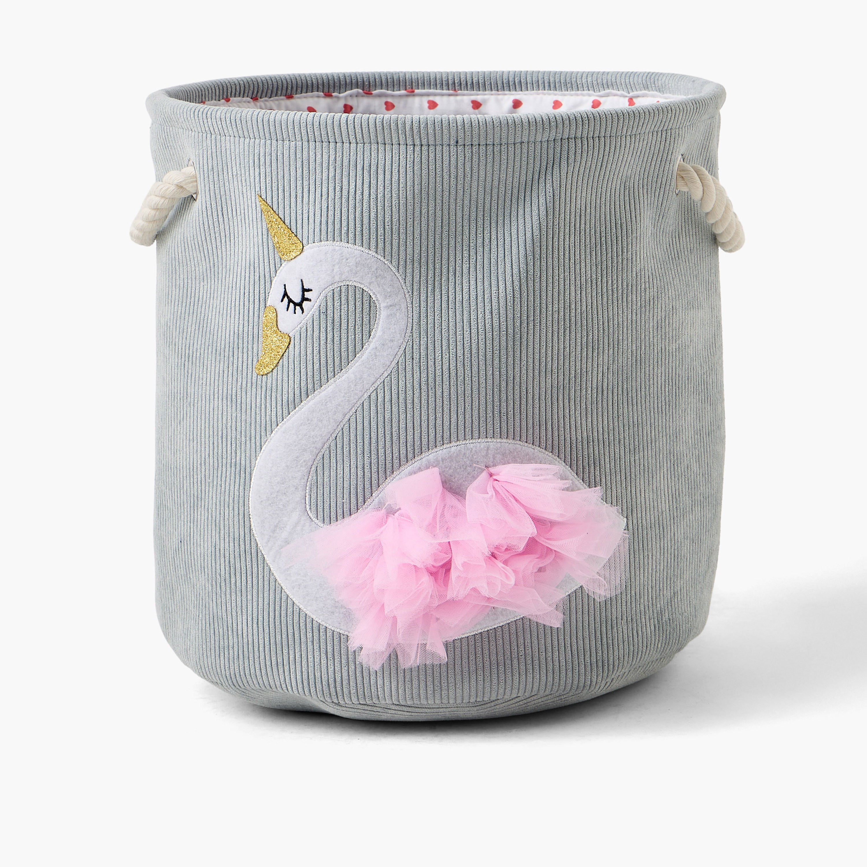 Juniors Swan Embroidered Hamper-baby-nursery-furniture-wardrobesandstorage-image-1