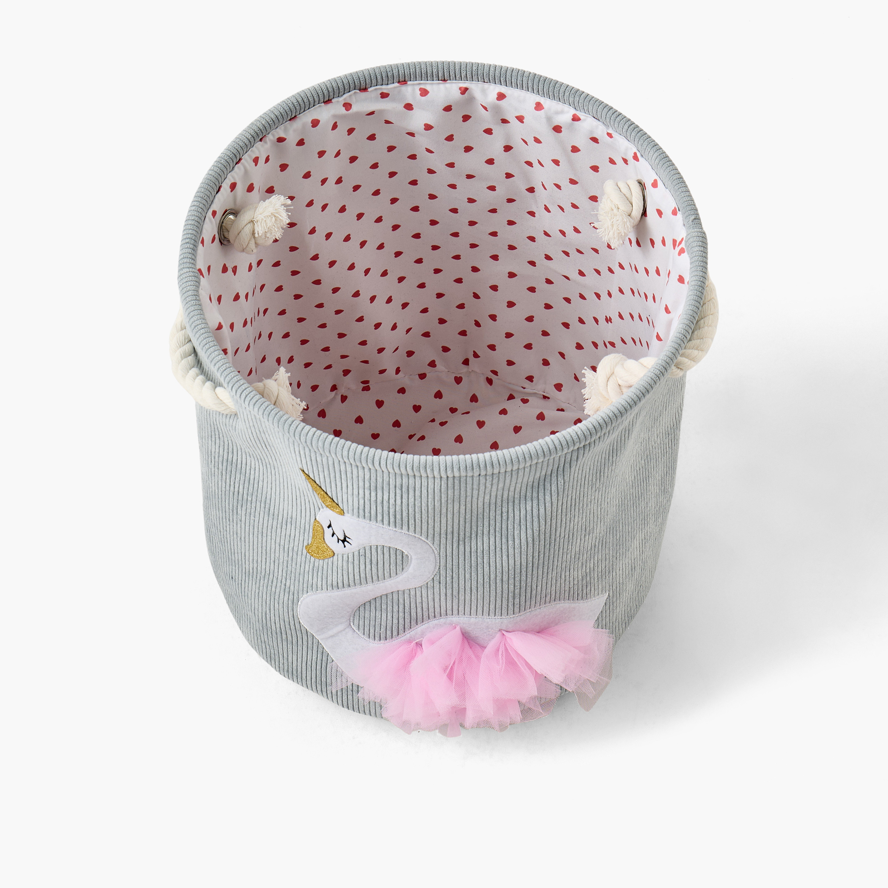 Juniors Swan Embroidered Hamper-baby-nursery-furniture-wardrobesandstorage-image-2