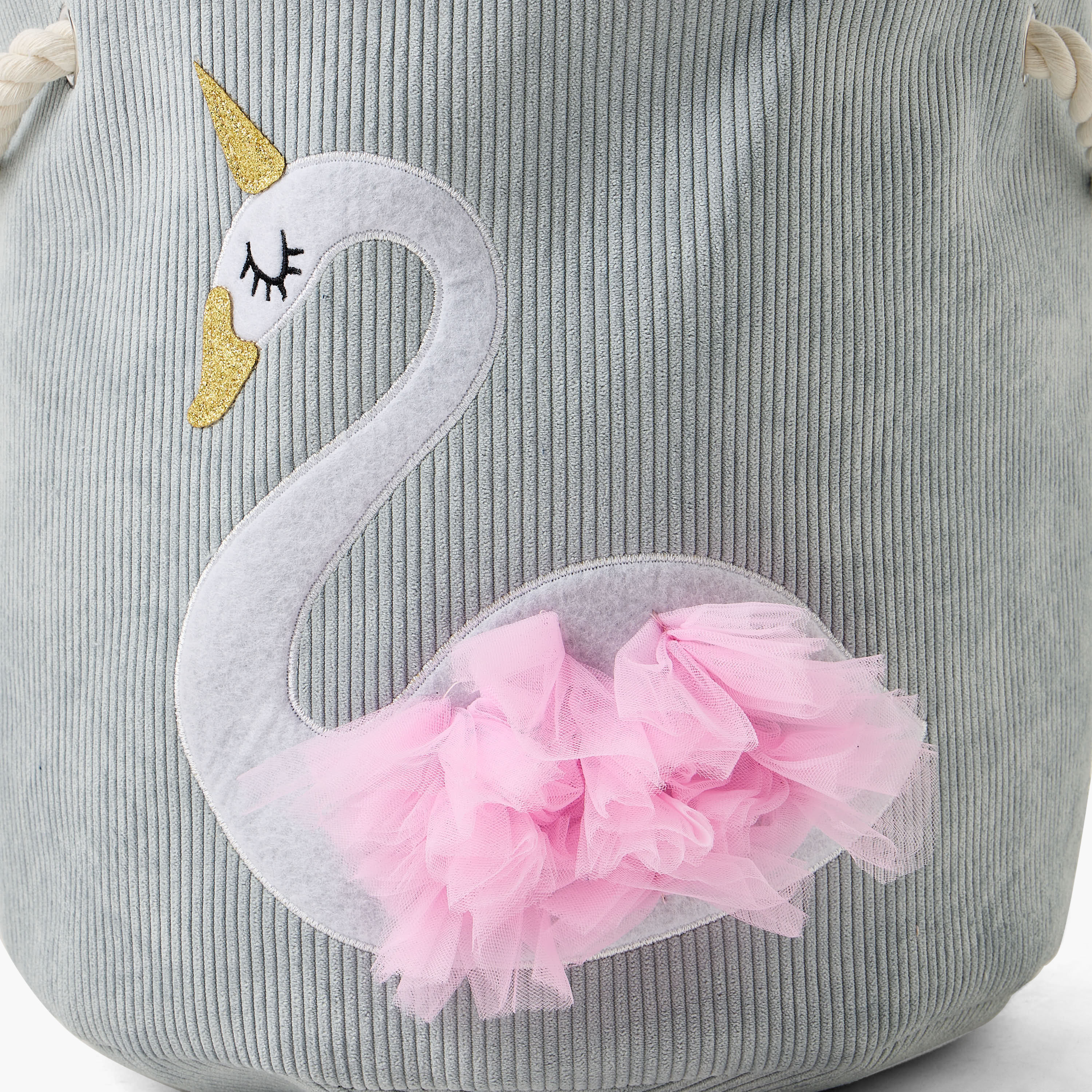 Juniors Swan Embroidered Hamper-baby-nursery-furniture-wardrobesandstorage-image-3