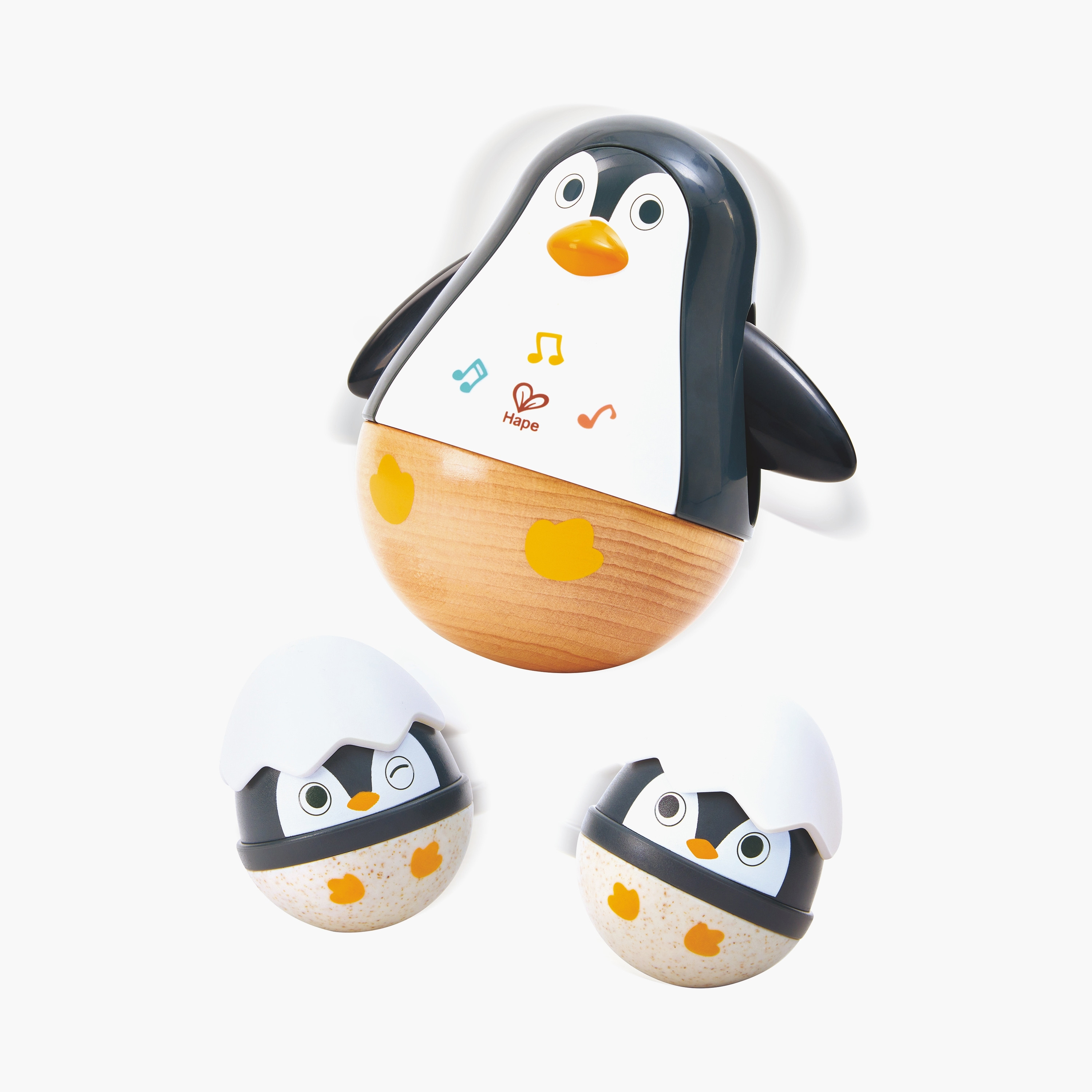 Hape Musical Wobbling Penguin Family Toy-toys-babyandtoddlertoys-lightsandmusicaltoys-image-1
