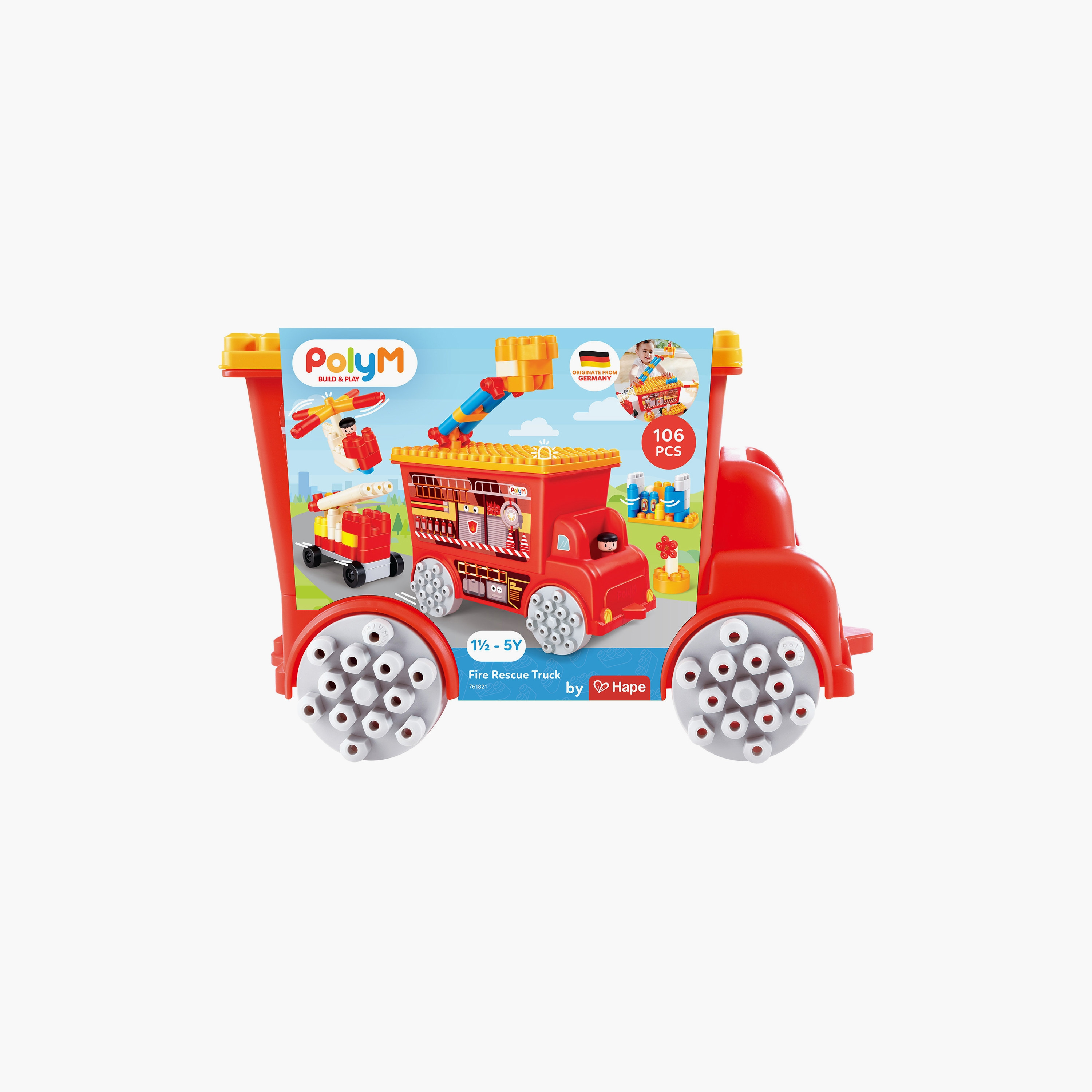 Hape Poly M Fire Rescue Truck Building Construction Playset Set-toys-buildingblocks-blocks-image-10