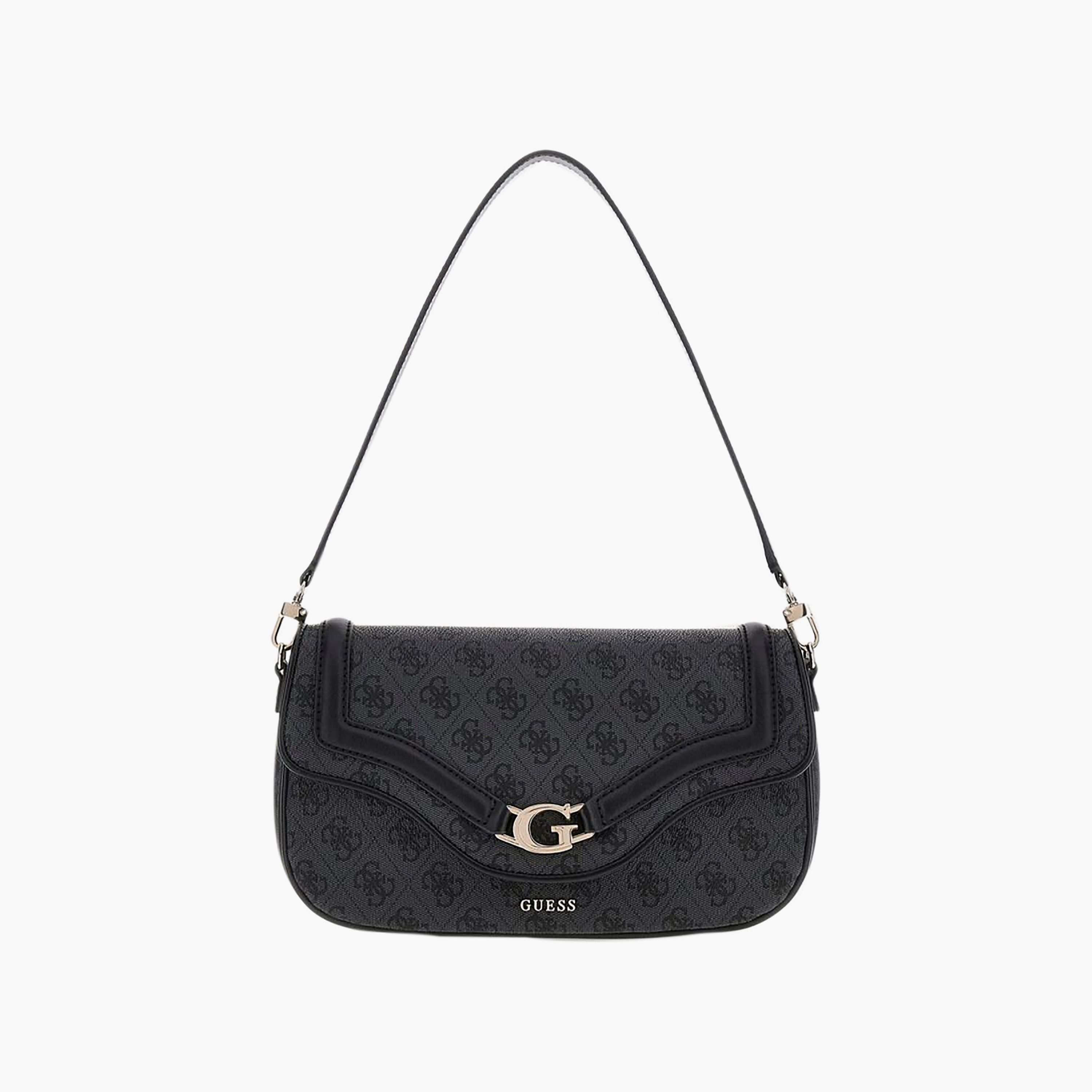 Guess Dea Monogram Single Handle Shoulder Bag with Flap Closure and Adjustable Strap-women-bagsandwallets-handbags-image-1
