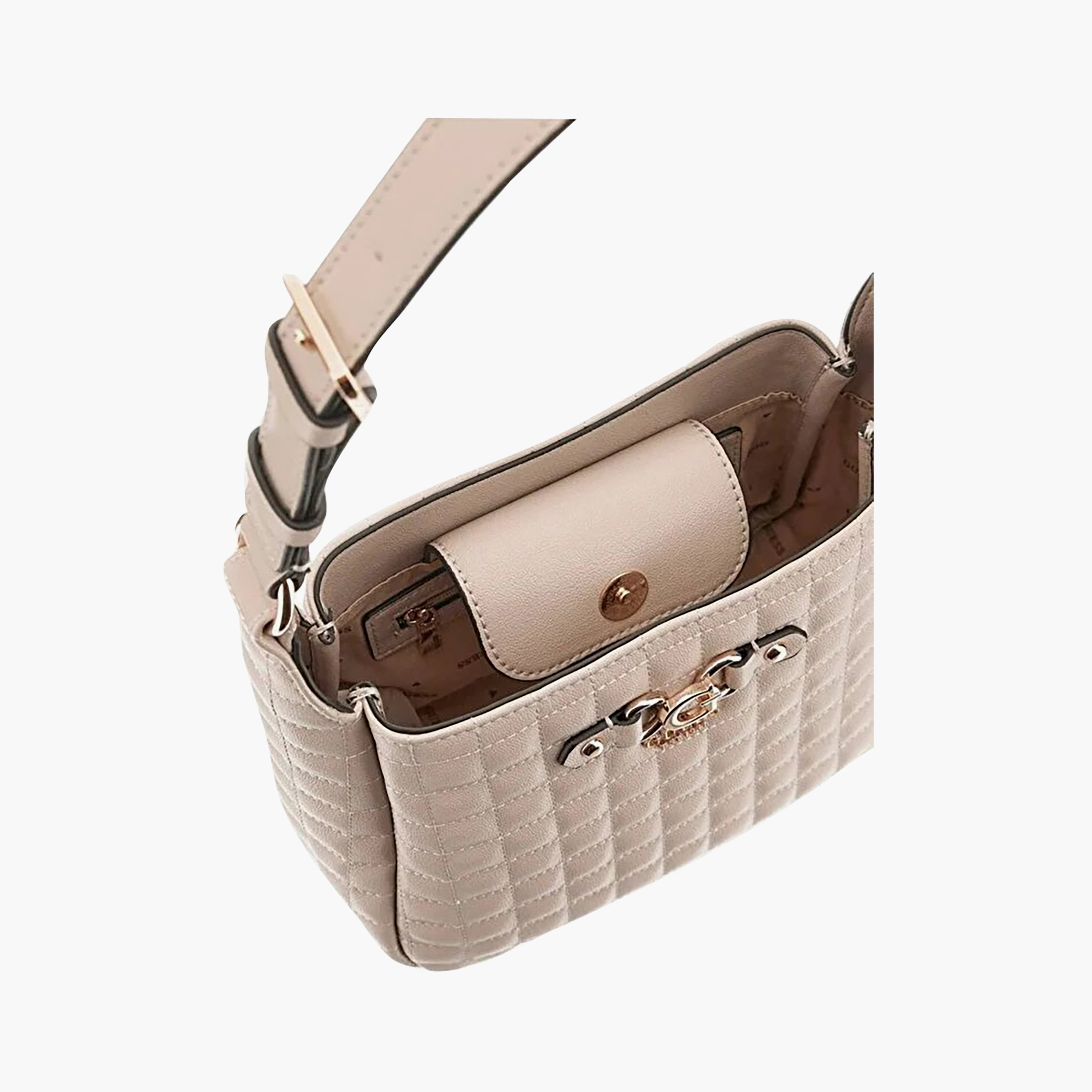 Guess Nadira Grid Quilted Single Handle Shoulder Bag with Magnetic Closure and Adjustable Strap-women-bagsandwallets-handbags-image-3