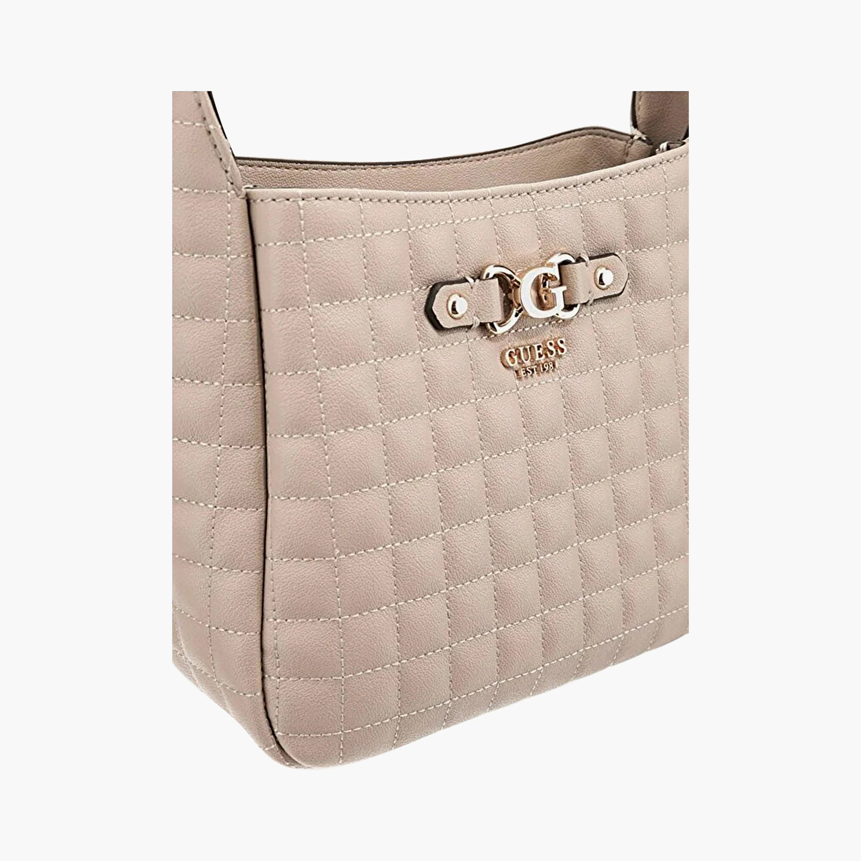 Guess Nadira Grid Quilted Single Handle Shoulder Bag with Magnetic Closure and Adjustable Strap-women-bagsandwallets-handbags-image-4
