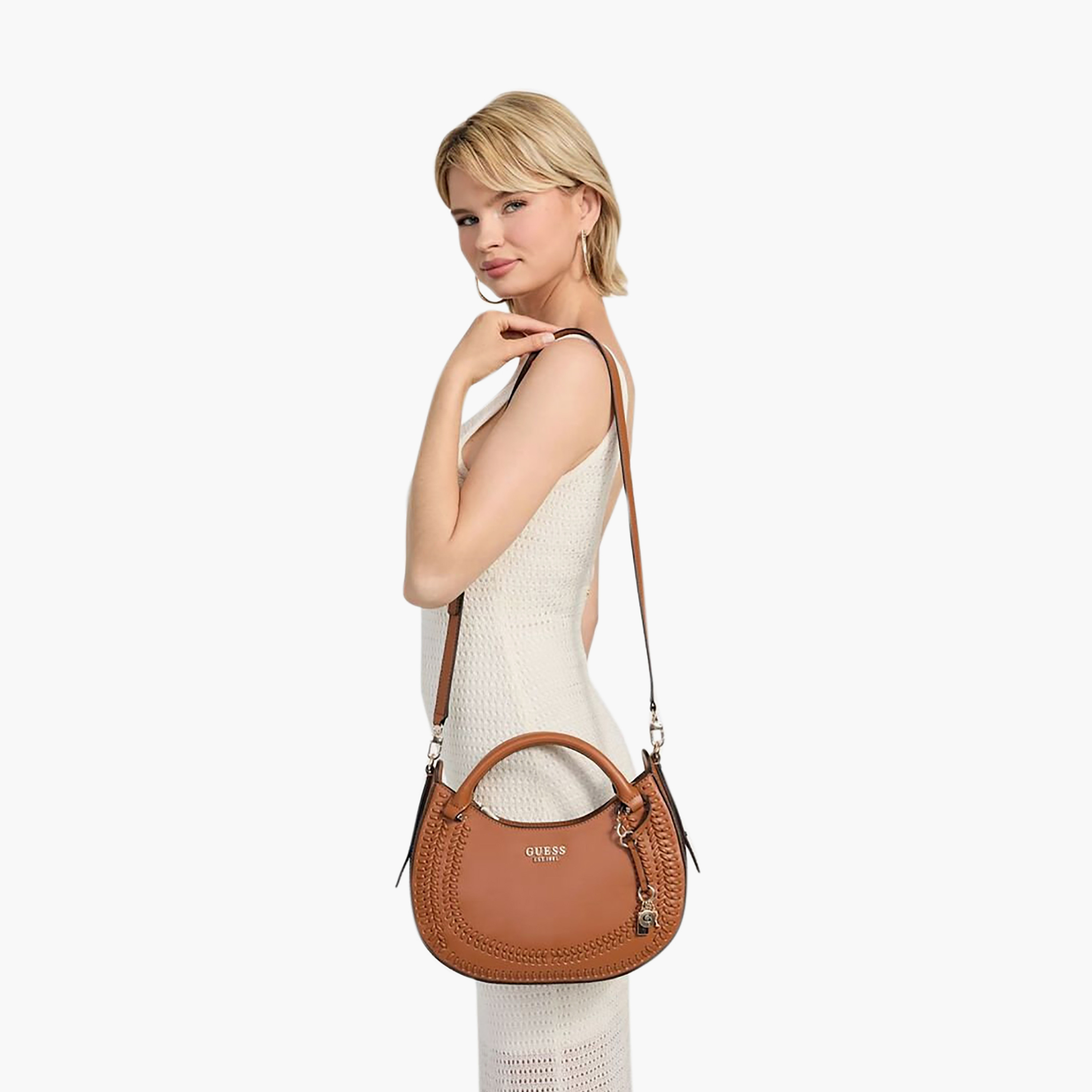 Guess Tatum Braided Detail Double Handle mini Satchel Bag with Zipper Closure and Adjustable Strap-women-bagsandwallets-handbags-image-5