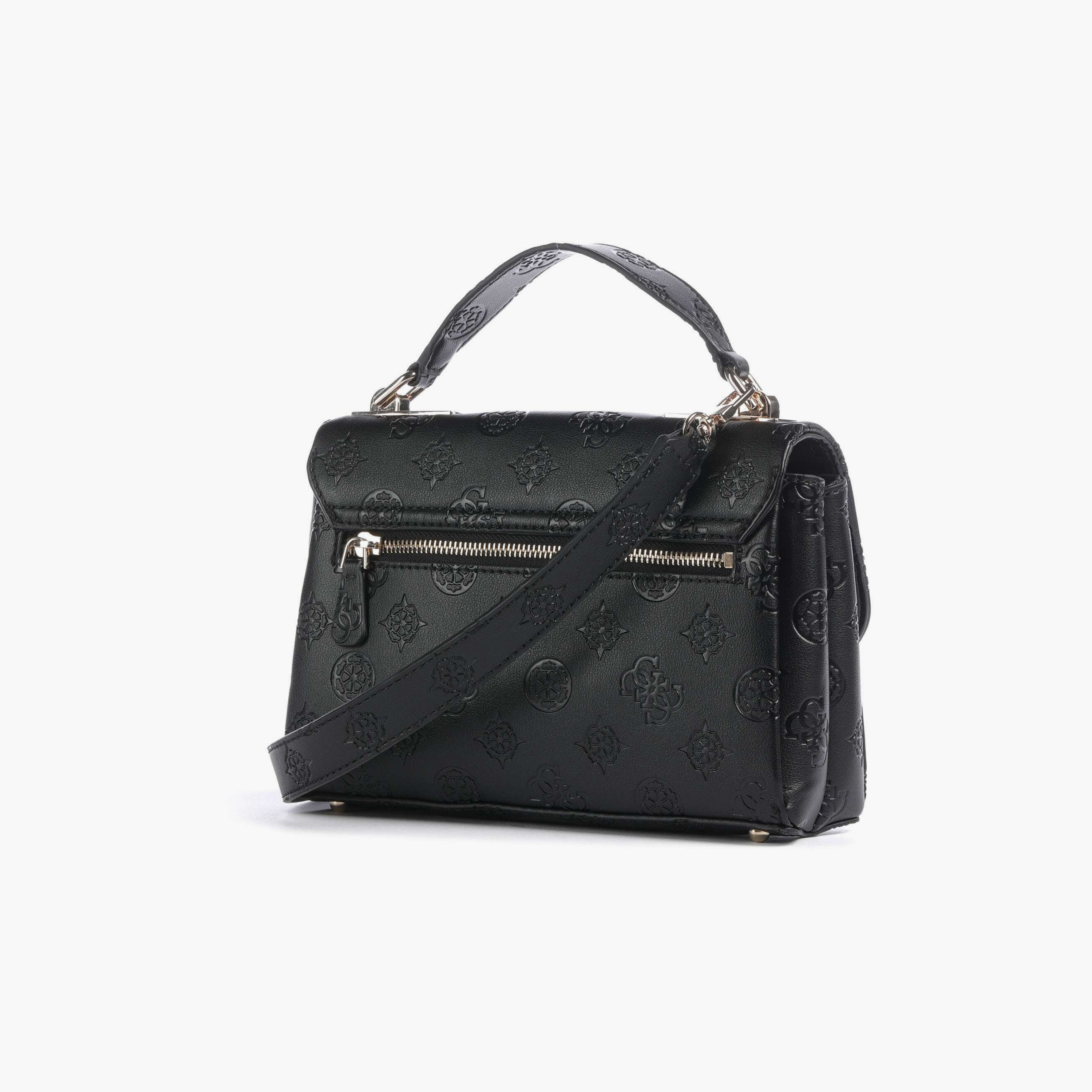 Guess Tisha Embossed Monogram Top Handle Satchel Bag with Flap Closure and Detachable Strap-women-bagsandwallets-handbags-image-2