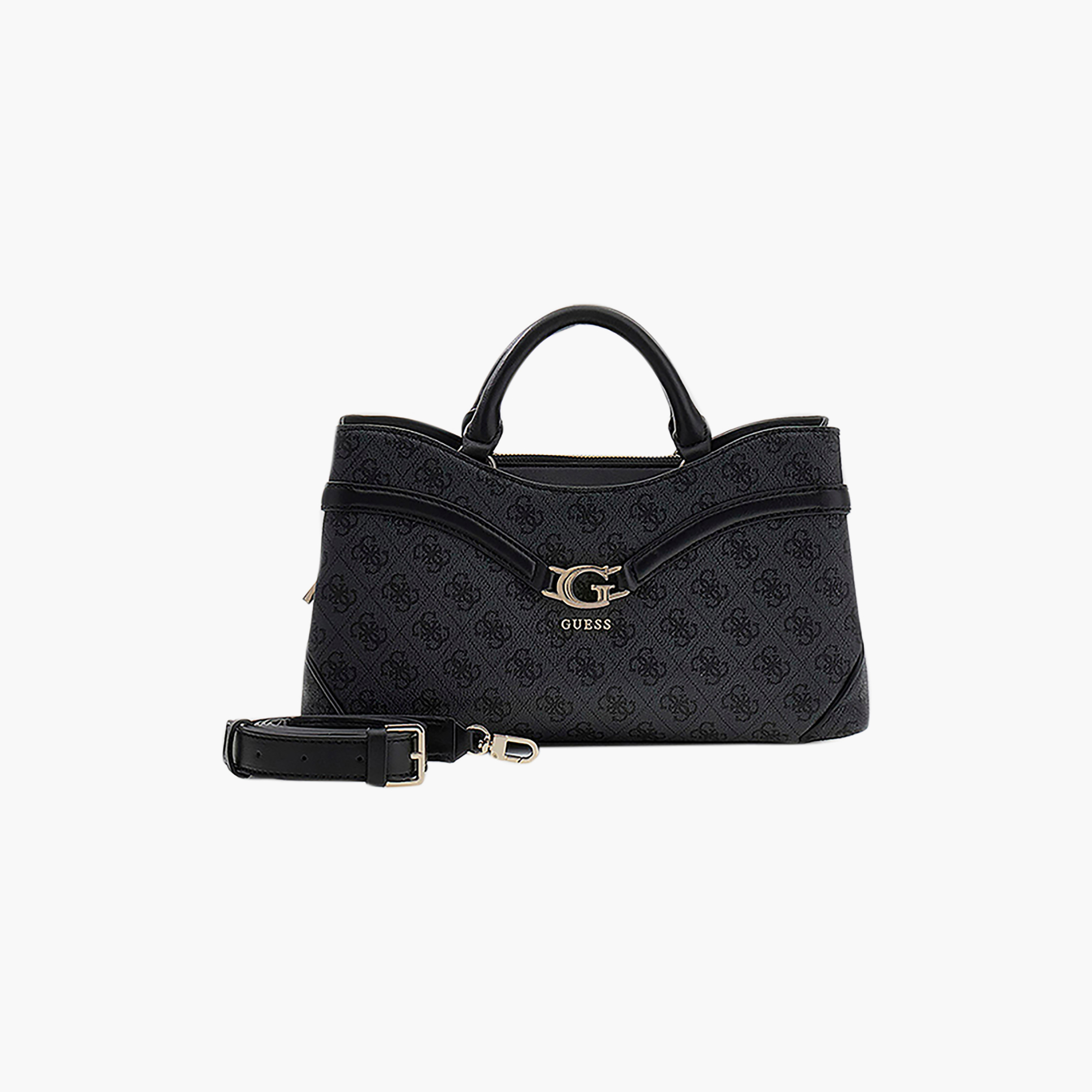 Guess Dea Monogram Double Handle Satchel Bag with Zipper Closure and Adjustable Strap-women-bagsandwallets-handbags-image-2