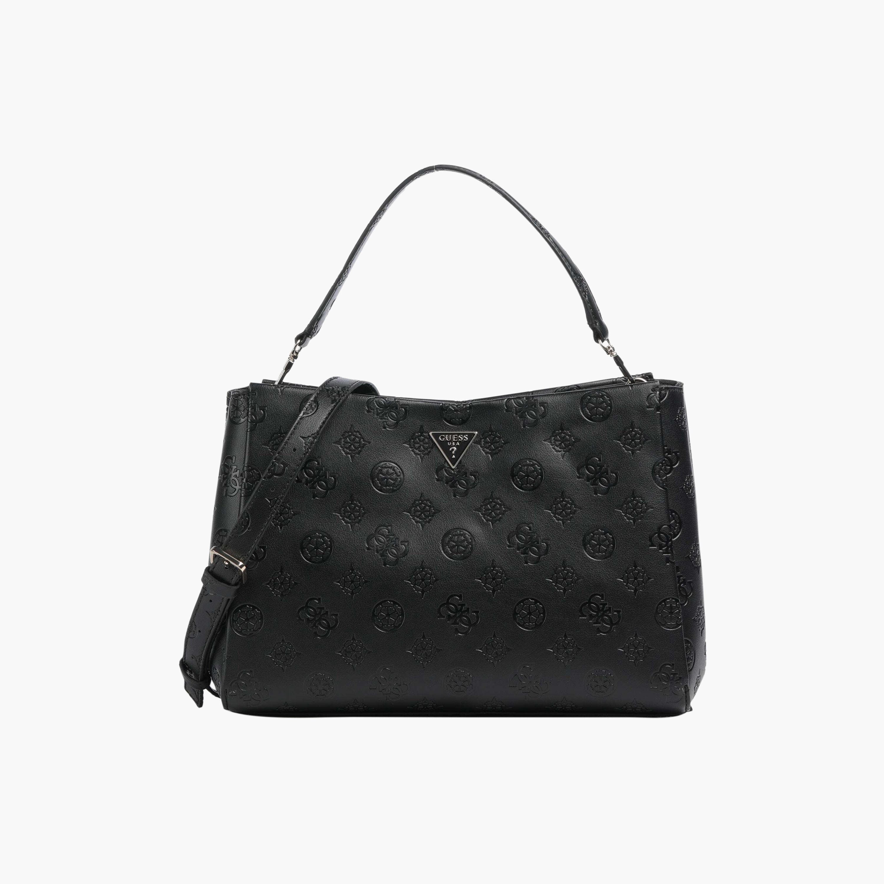 حقيبة ساتشيل Guess تيشا بنقش المونوغرام بمقبض علوي وإغلاق بسحاب وحزام قابل للفصل-women-bagsandwallets-handbags-image-1