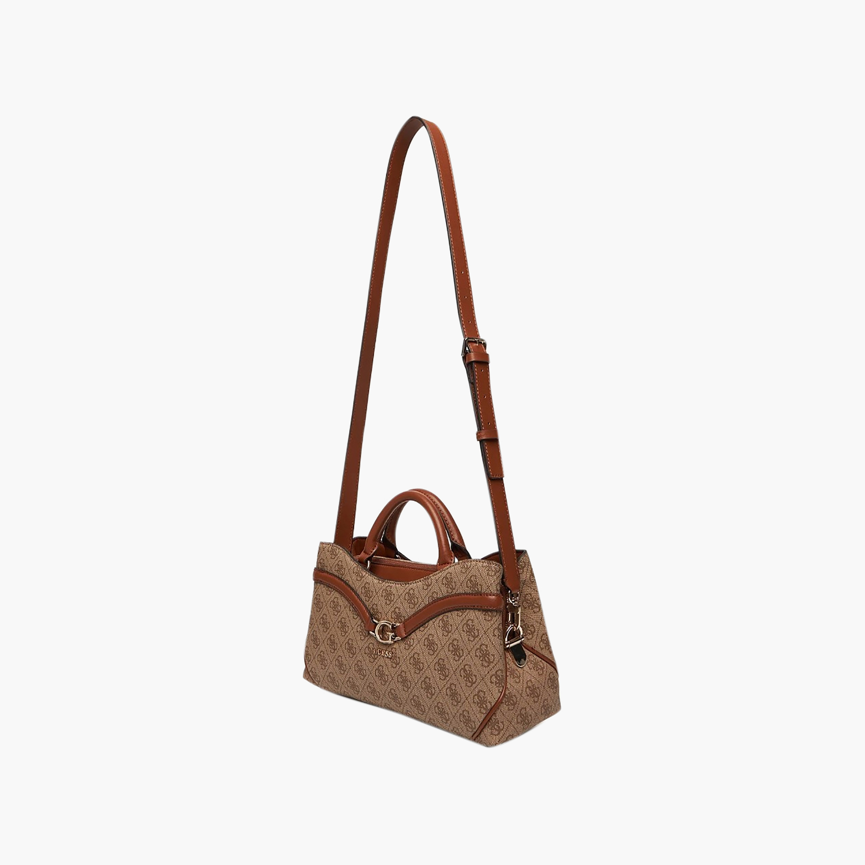 Guess Dea Monogram Double Handle Satchel Bag with Zipper Closure and Adjustable Strap-women-bagsandwallets-handbags-image-2