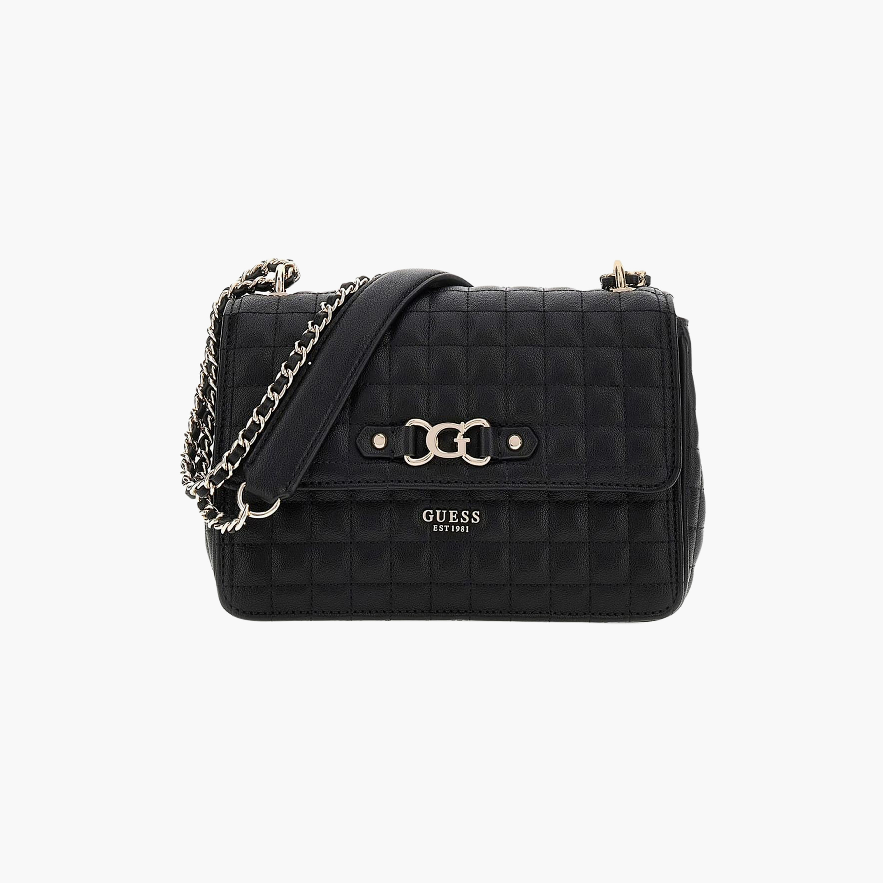 Guess Nadira Grid Quilted Shoulder Bag with Flap Closure and Chain Strap-women-bagsandwallets-handbags-image-1