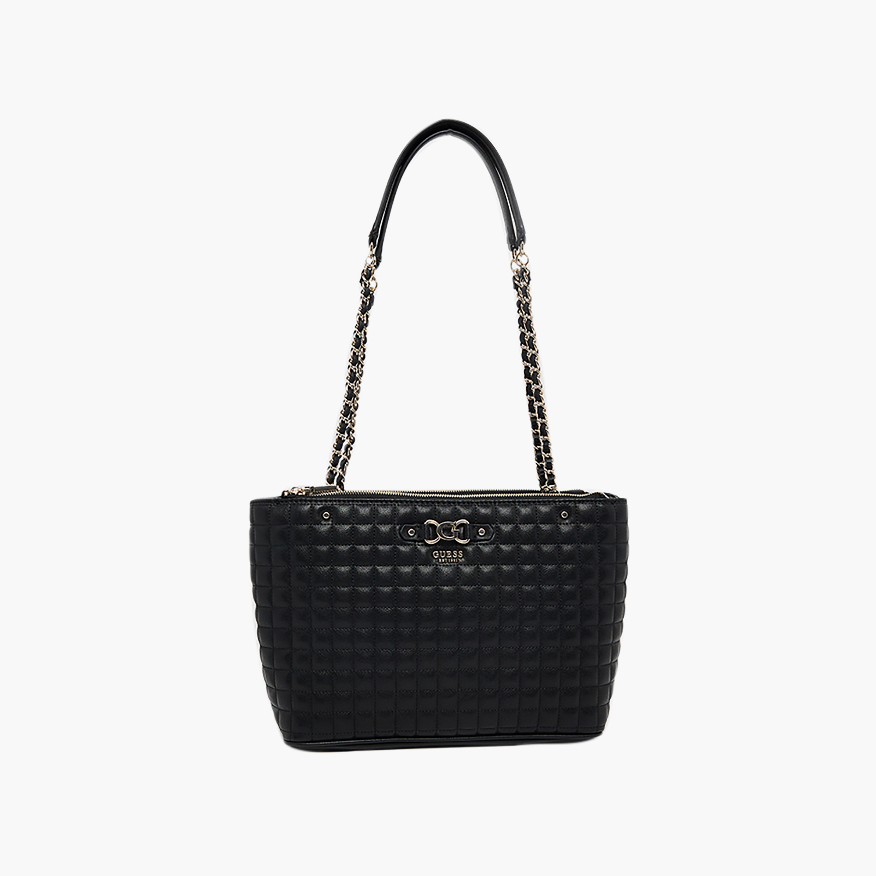 حقيبة توت بمقبضين مبطنة بنقشة الشبكة من غيس ناديرا مع إغلاق بسحاب وحزام سلسلة-women-bagsandwallets-handbags-image-1