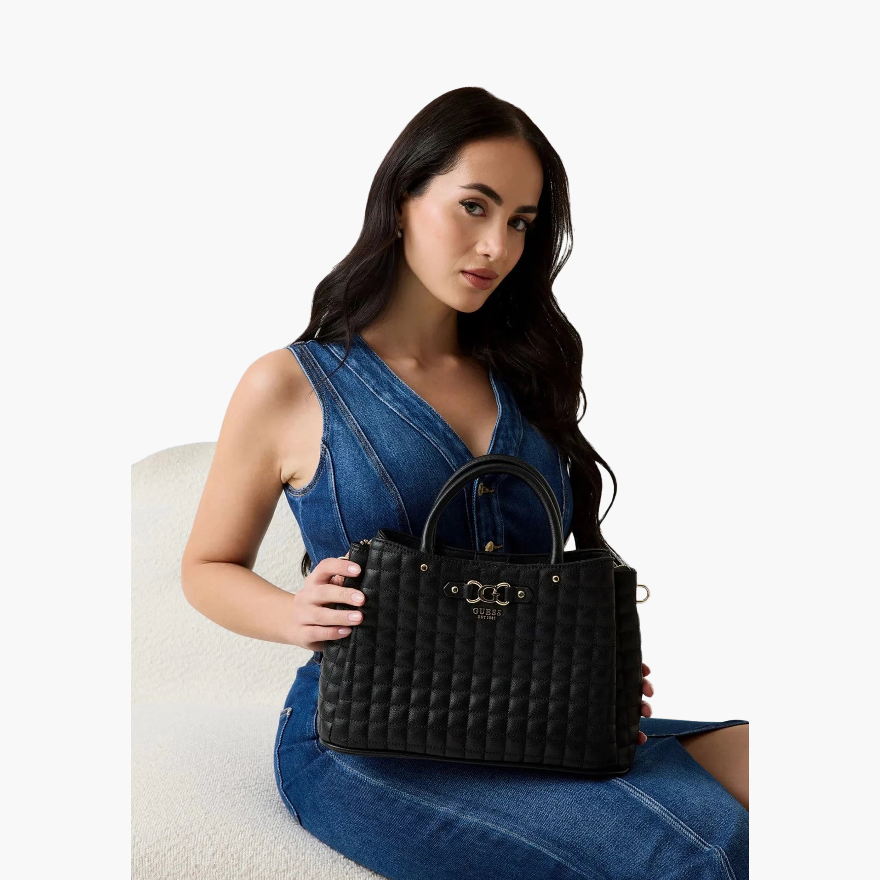 حقيبة توت بمقبضين مبطنة بنقشة الشبكة من غيس ناديرا مع إغلاق بسحاب وحزام سلسلة-women-bagsandwallets-handbags-image-4