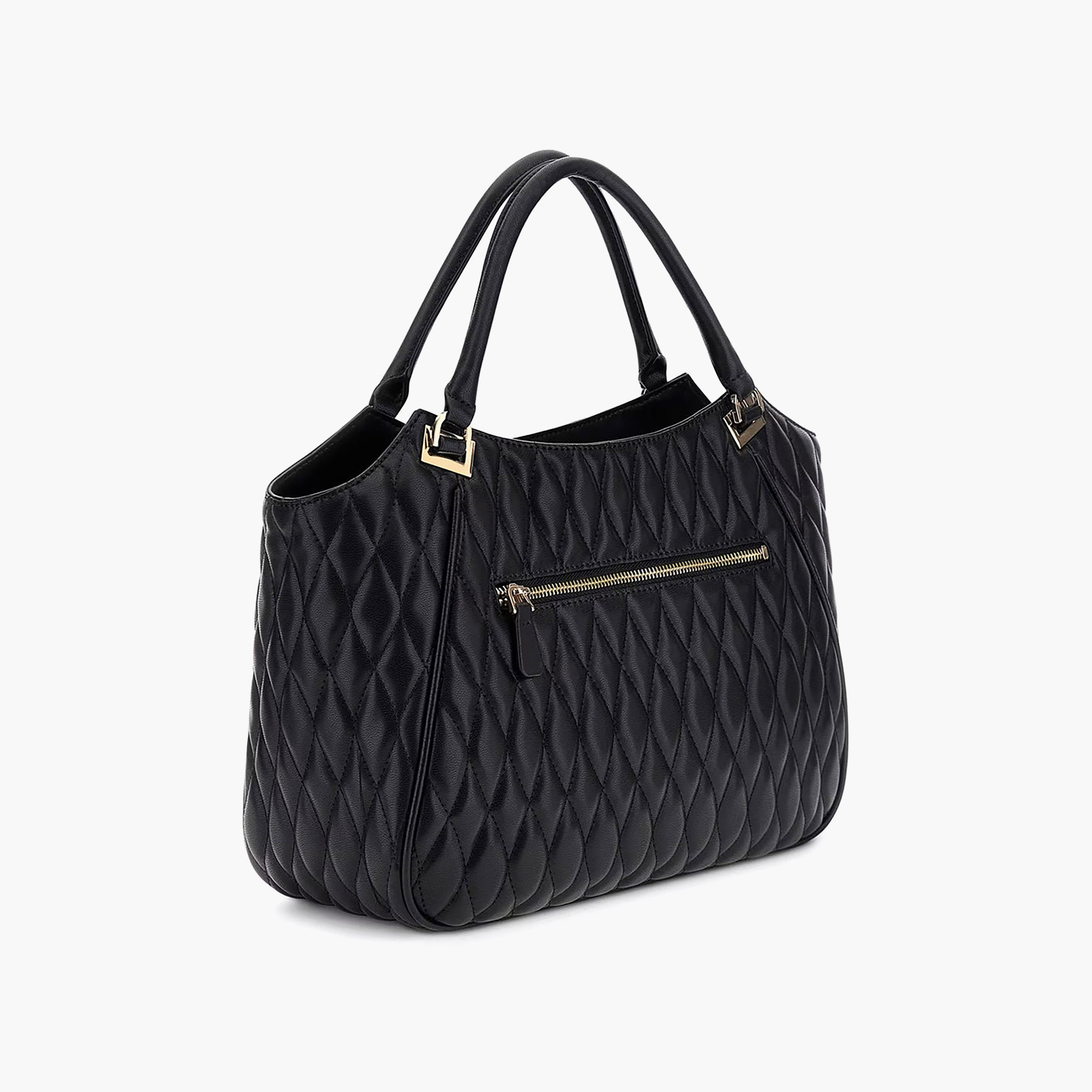 حقيبة ساتشيل Guess Valla Diamond مبطنة بتصميم معيّن مزدوجة المقابض مع إغلاق بسحّاب وحزام قابل للتعديل-women-bagsandwallets-handbags-image-2