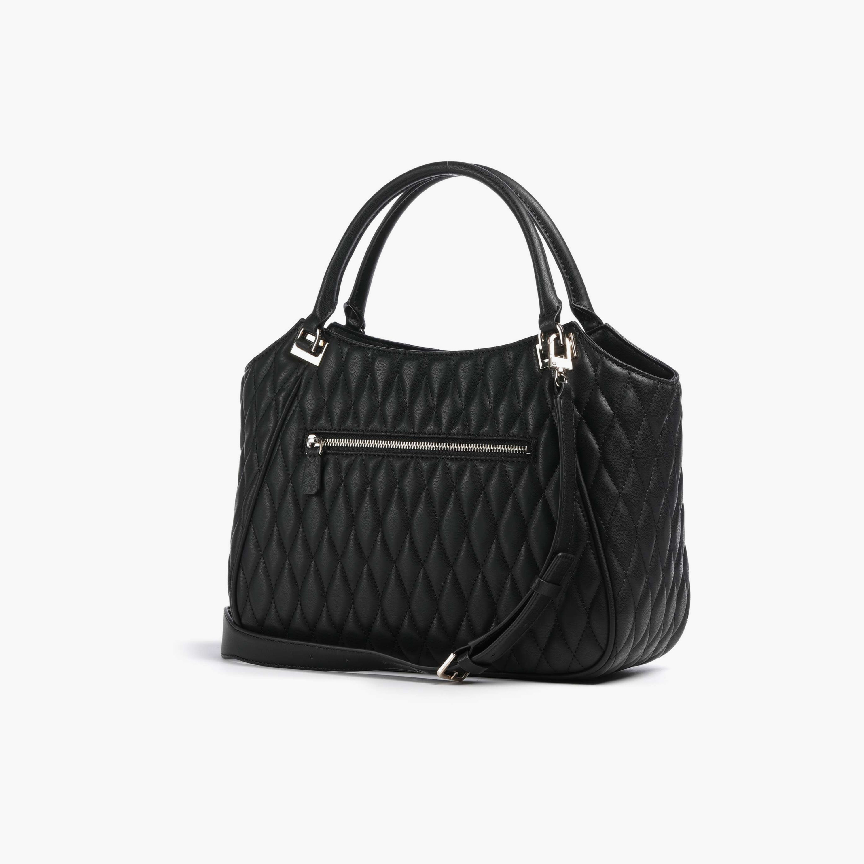 حقيبة ساتشيل Guess Valla Diamond مبطنة بتصميم معيّن مزدوجة المقابض مع إغلاق بسحّاب وحزام قابل للتعديل-women-bagsandwallets-handbags-image-3