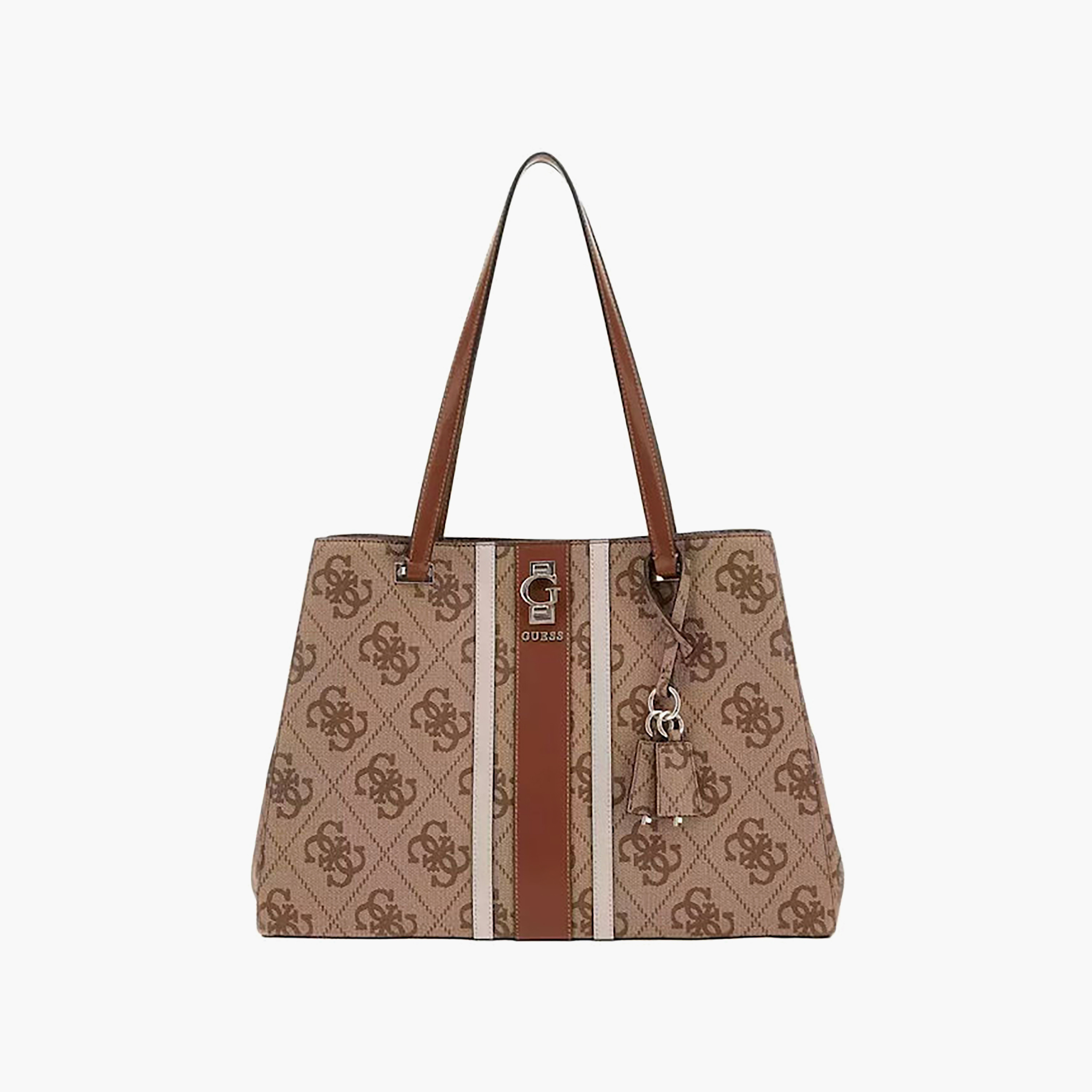 Guess Erenia Monogram Double Handle Tote Bag with Zipper Closure-women-bagsandwallets-handbags-image-1