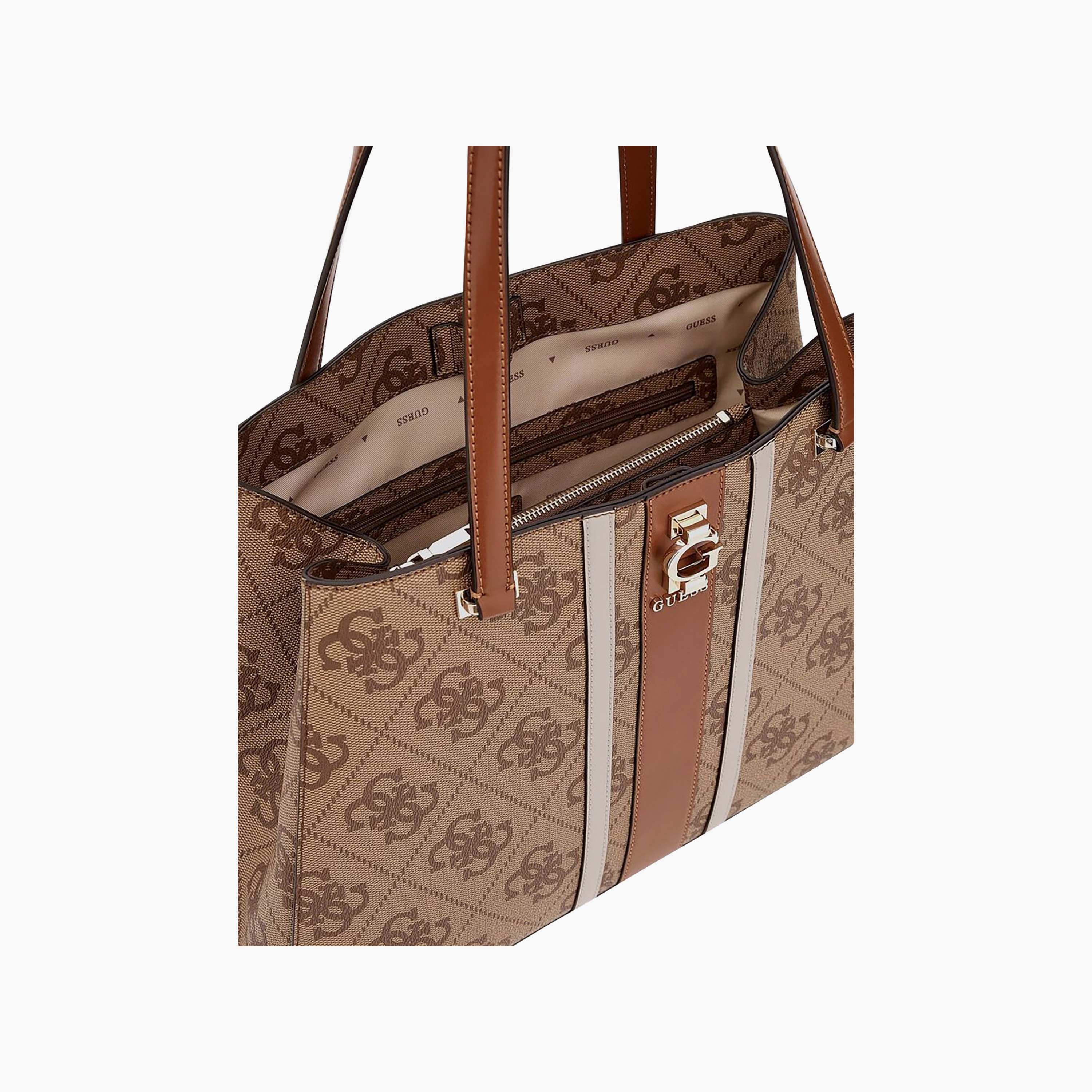 Guess Erenia Monogram Double Handle Tote Bag with Zipper Closure-women-bagsandwallets-handbags-image-3