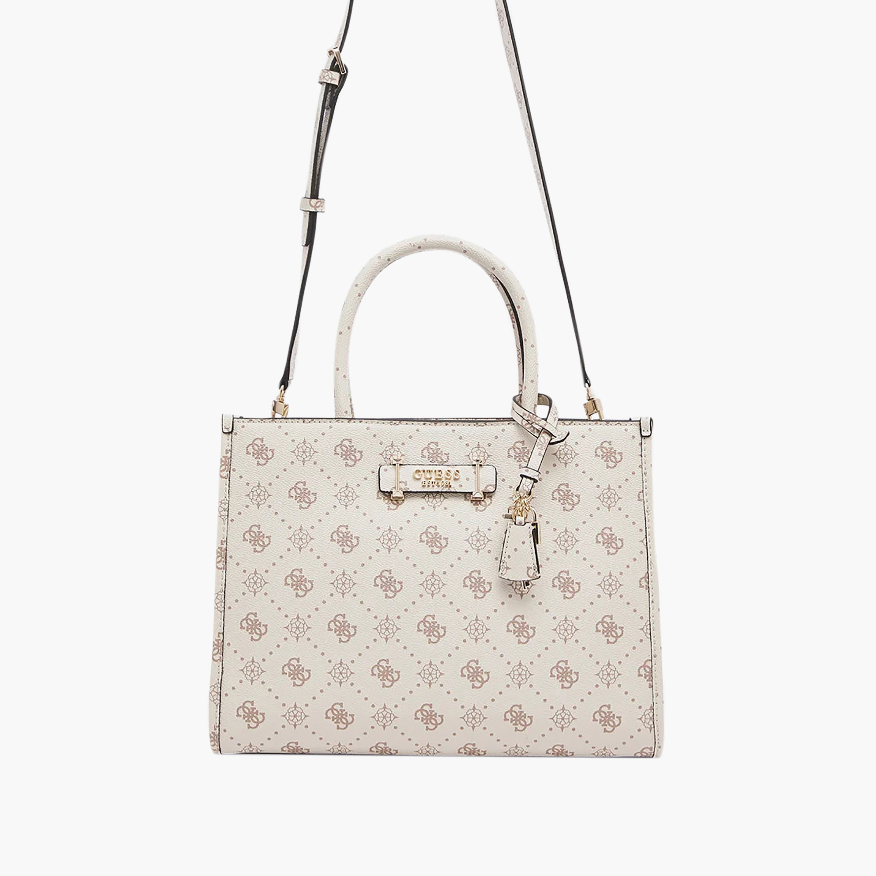 حقيبة ساتشيل Guess سيليا بنقشة المونوغرام ومقبضين وإغلاق بسحاب وحزام قابل للتعديل-women-bagsandwallets-handbags-image-2