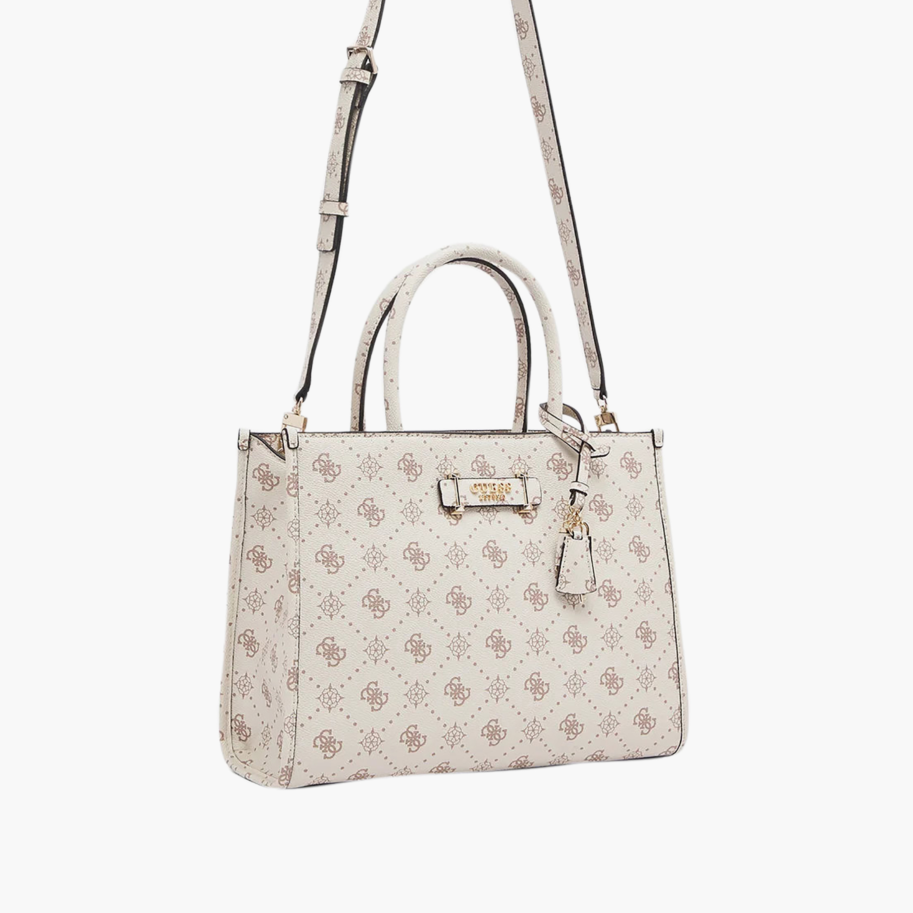 حقيبة ساتشيل Guess سيليا بنقشة المونوغرام ومقبضين وإغلاق بسحاب وحزام قابل للتعديل-women-bagsandwallets-handbags-image-3