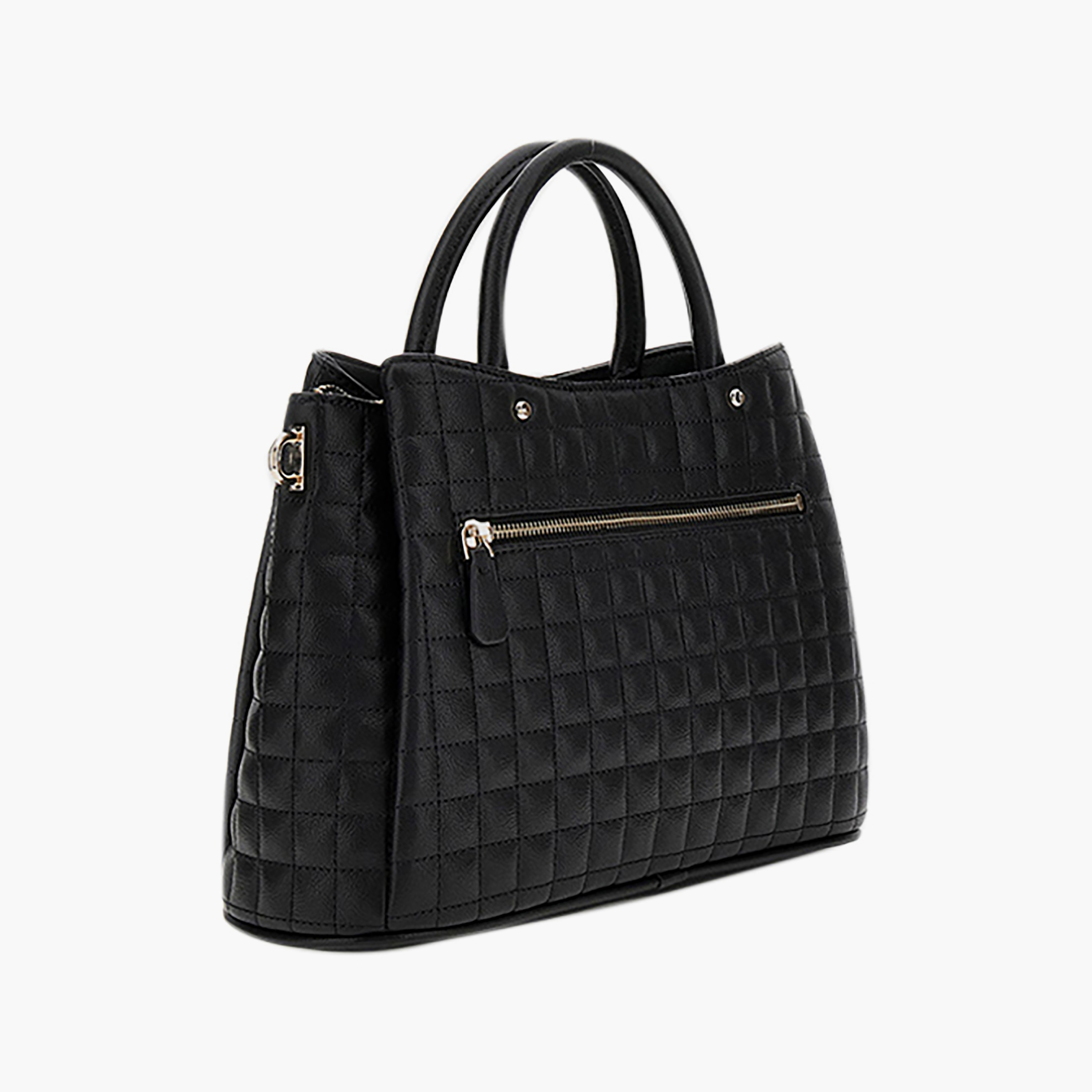 حقيبة ساتشيل مربعة مبطنة من Guess Nadira بمقبضين وإغلاق سحاب وحزام سلسلة-women-bagsandwallets-handbags-image-2