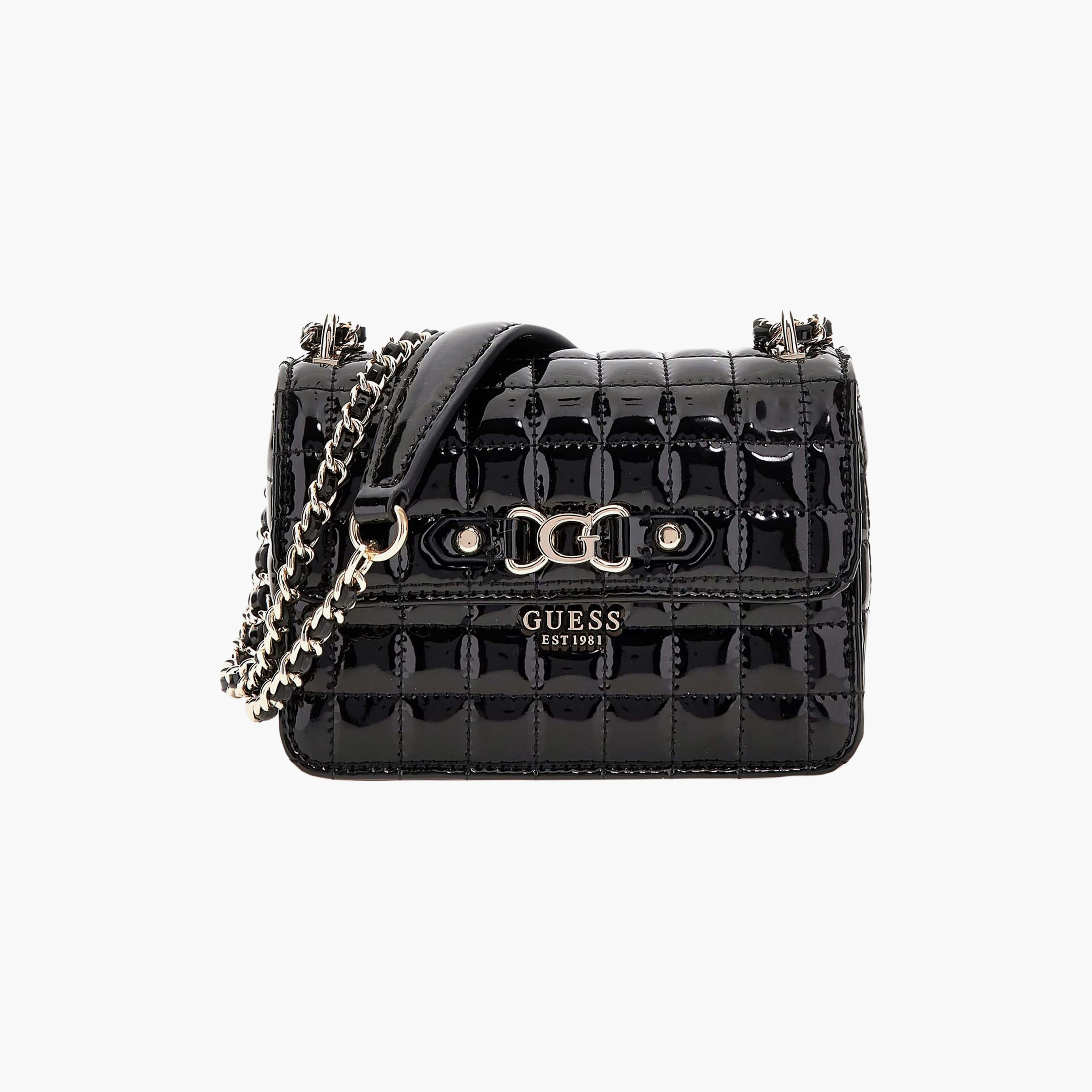 حقيبة كروس بودي غيس ناديرا بنقش شبكي مبطن مع إغلاق بلاباً وحزام سلسلة-women-bagsandwallets-handbags-image-3