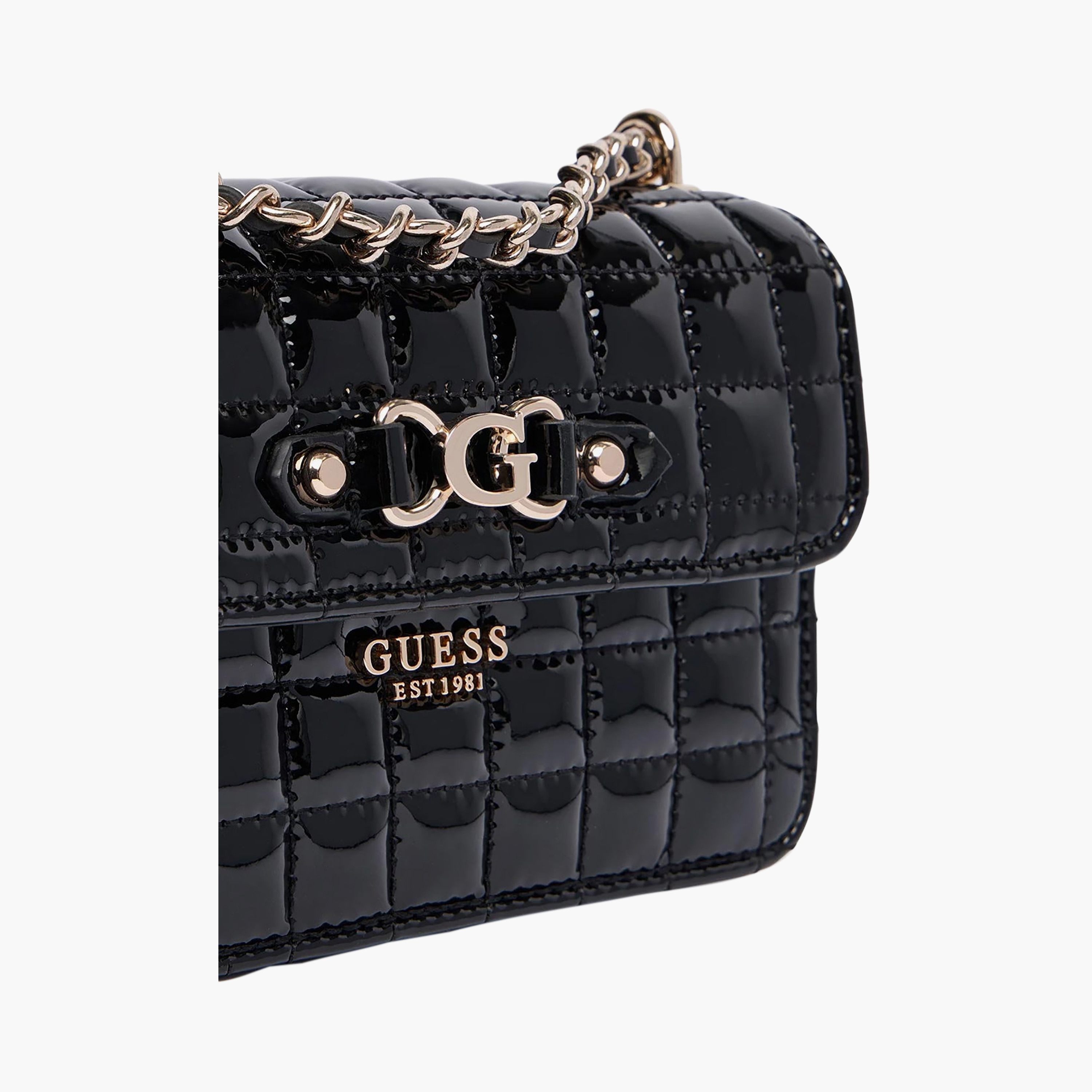 حقيبة كروس بودي غيس ناديرا بنقش شبكي مبطن مع إغلاق بلاباً وحزام سلسلة-women-bagsandwallets-handbags-image-5