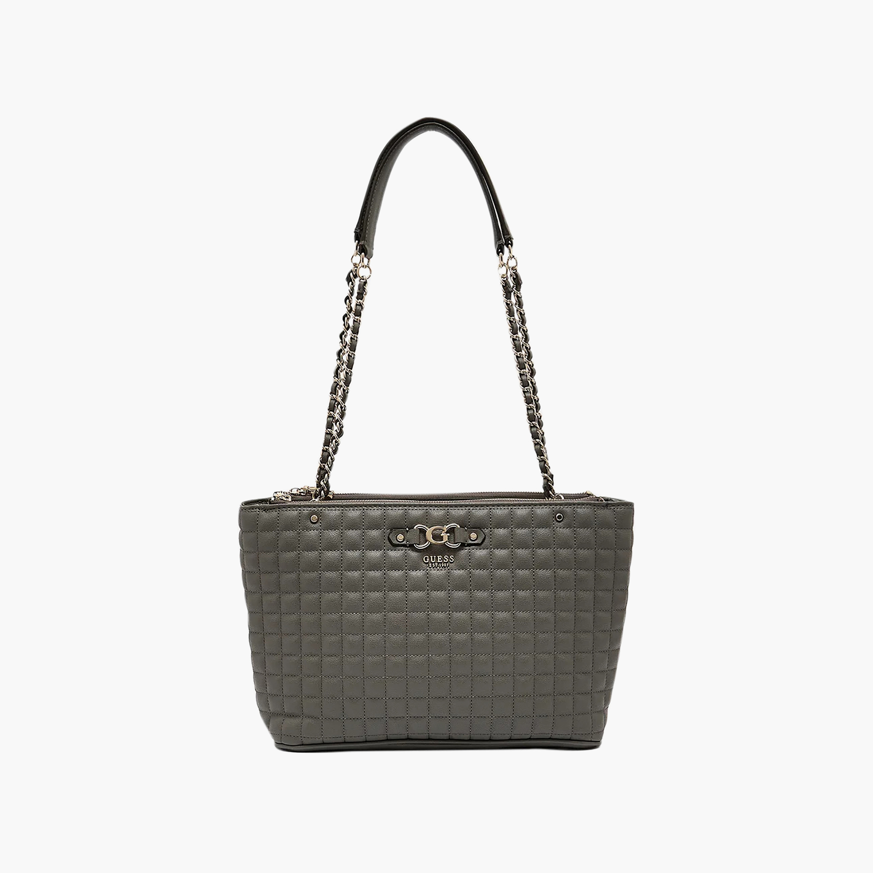 حقيبة توت بمقبضين مبطنة بتصميم شبكي مع إغلاق بسحاب من Guess Nadira-women-bagsandwallets-handbags-image-1