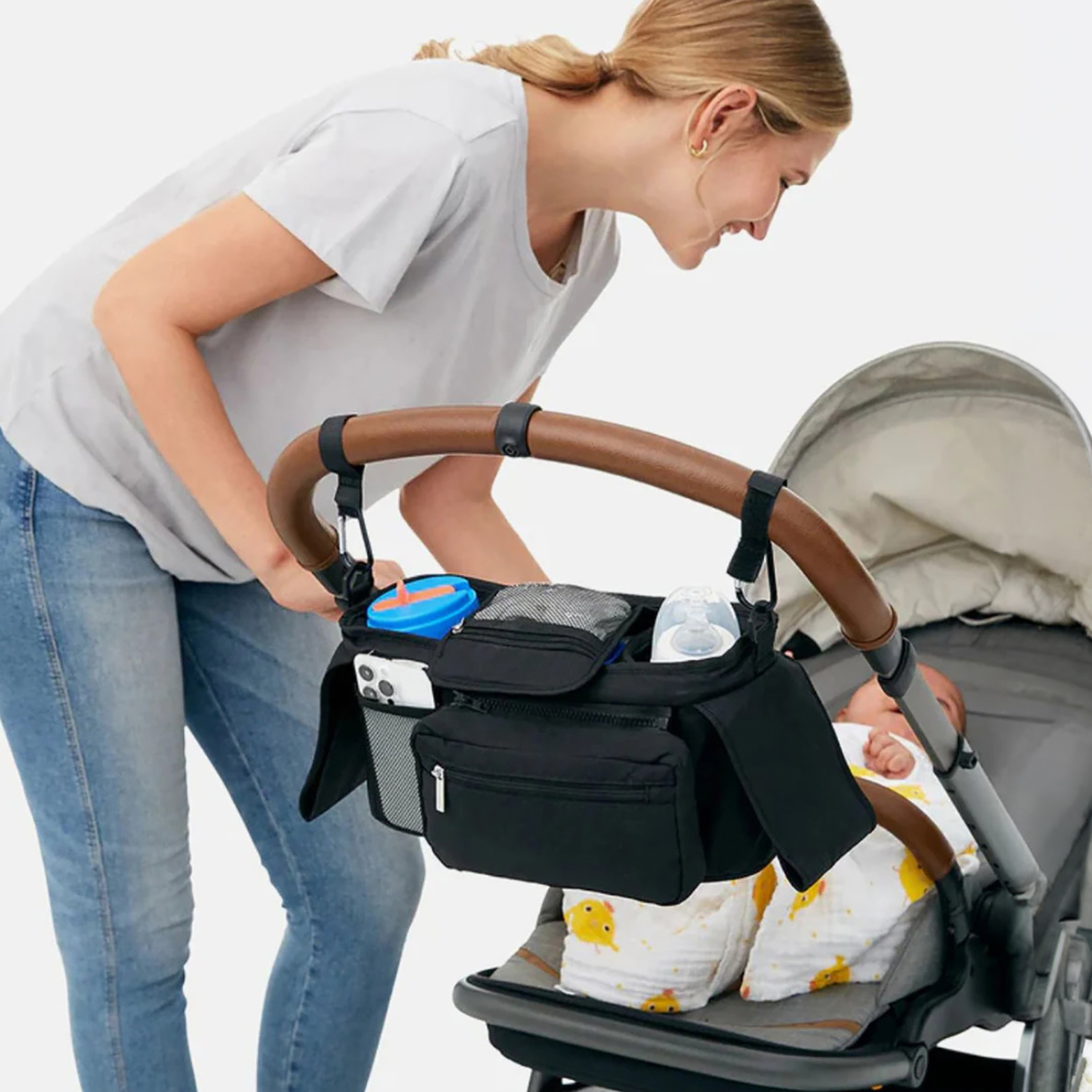 Momcozy Universal Stroller Organizer with Cup Holder Phone Bag & Shoulder Strap-baby-gear-strollersandprams-accessories-image-6