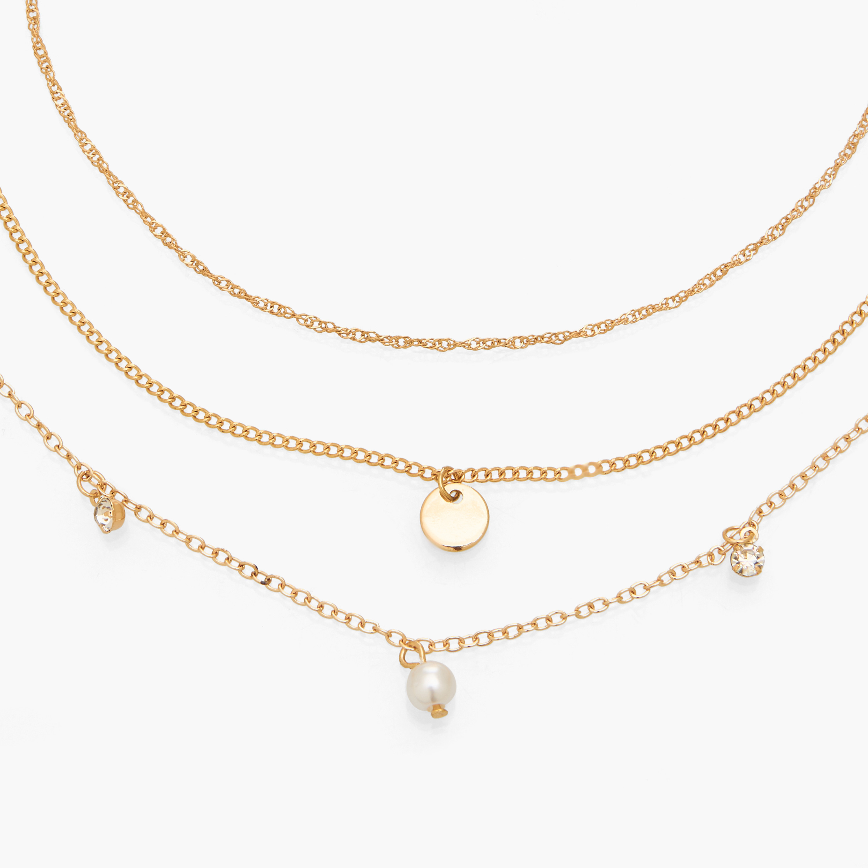 عقد ذهبي اللون بدلايات أحجار - طقم من 3 قطع-women-watchesandjewellery-jewellery-necklacesandpendants-image-5
