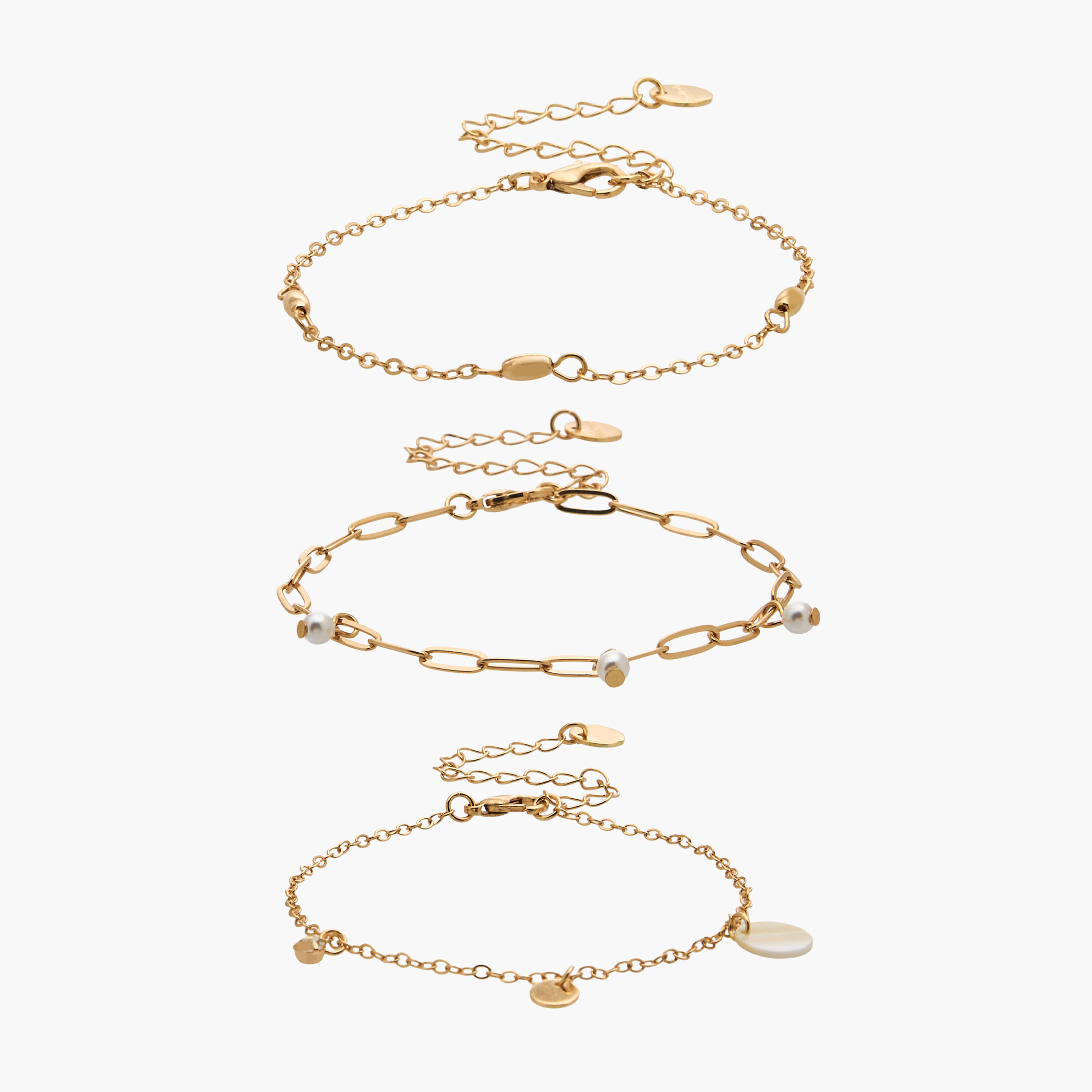 أساور بلون ذهبي ودلايات - عبوة 3 قطع-women-watchesandjewellery-jewellery-banglesandbracelets-image-1