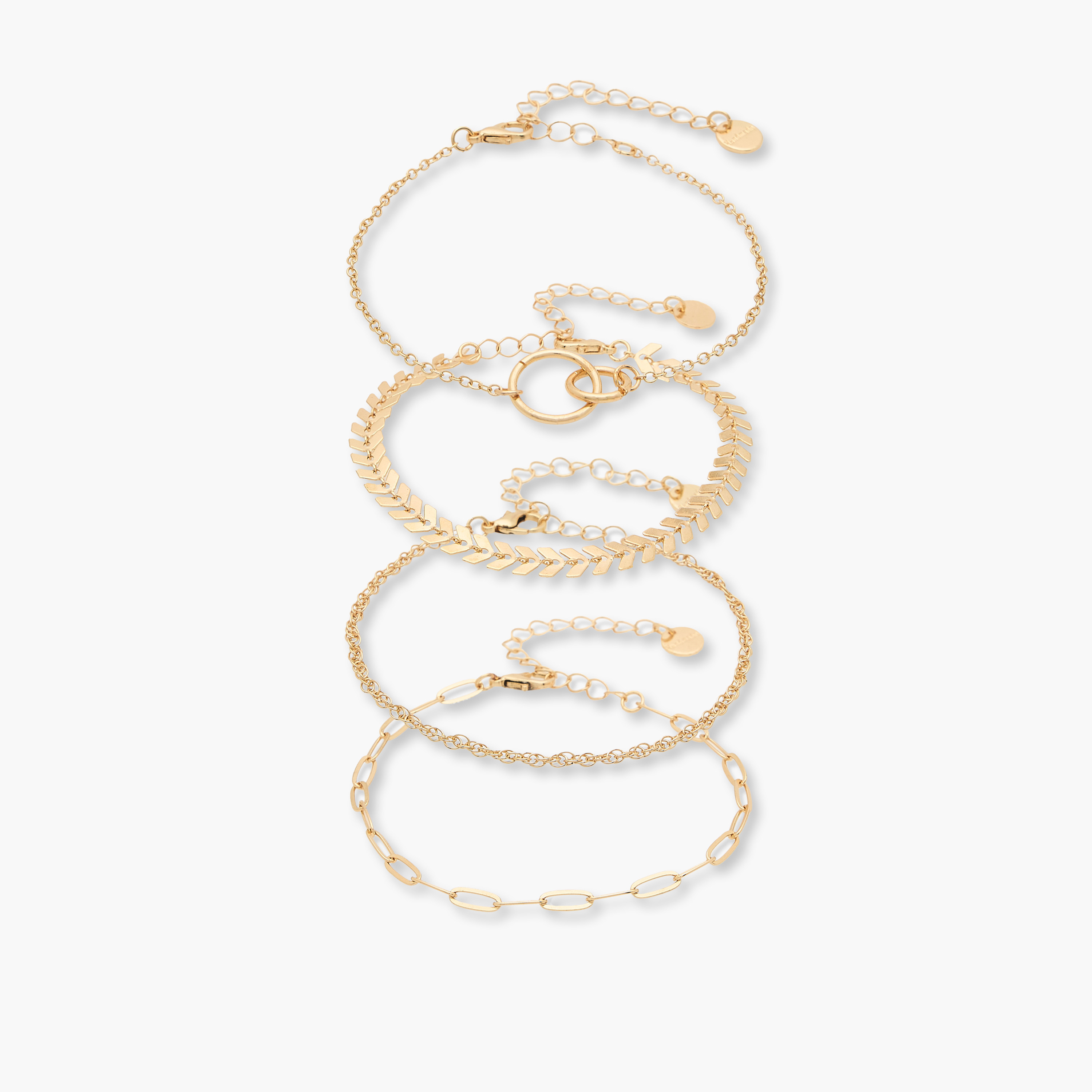 طقم أساور بتصميم سلسلة بلون ذهبي - 4 قطع-women-watchesandjewellery-jewellery-banglesandbracelets-image-1