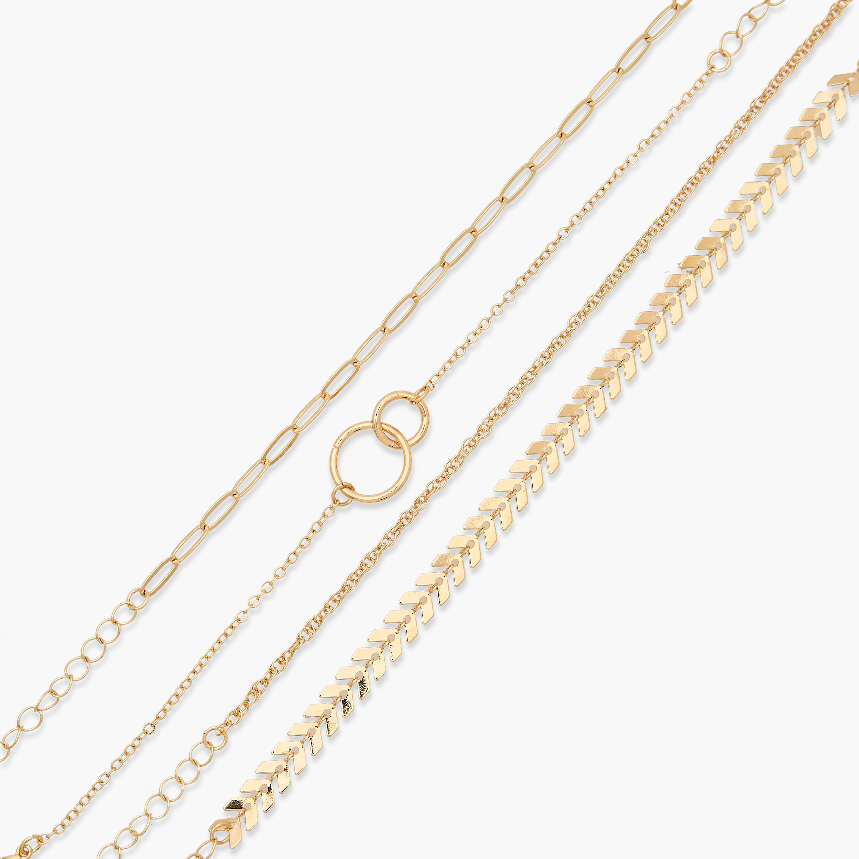 طقم أساور بتصميم سلسلة بلون ذهبي - 4 قطع-women-watchesandjewellery-jewellery-banglesandbracelets-image-10