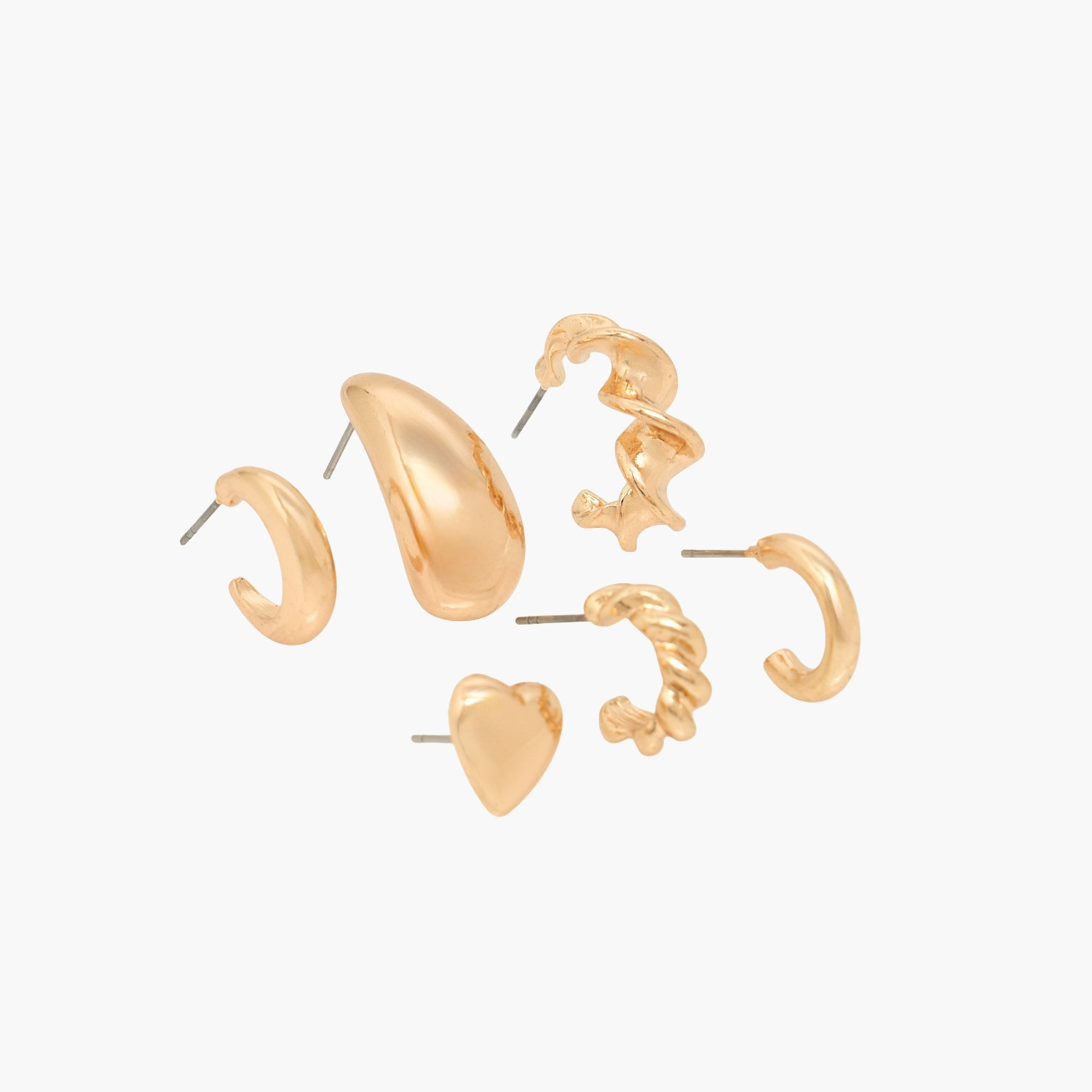 طقم حلقان ذهبية اللون متنوعة 6 أزواج بمكبس إغلاق خلفي-women-watchesandjewellery-jewellery-earrings-image-2