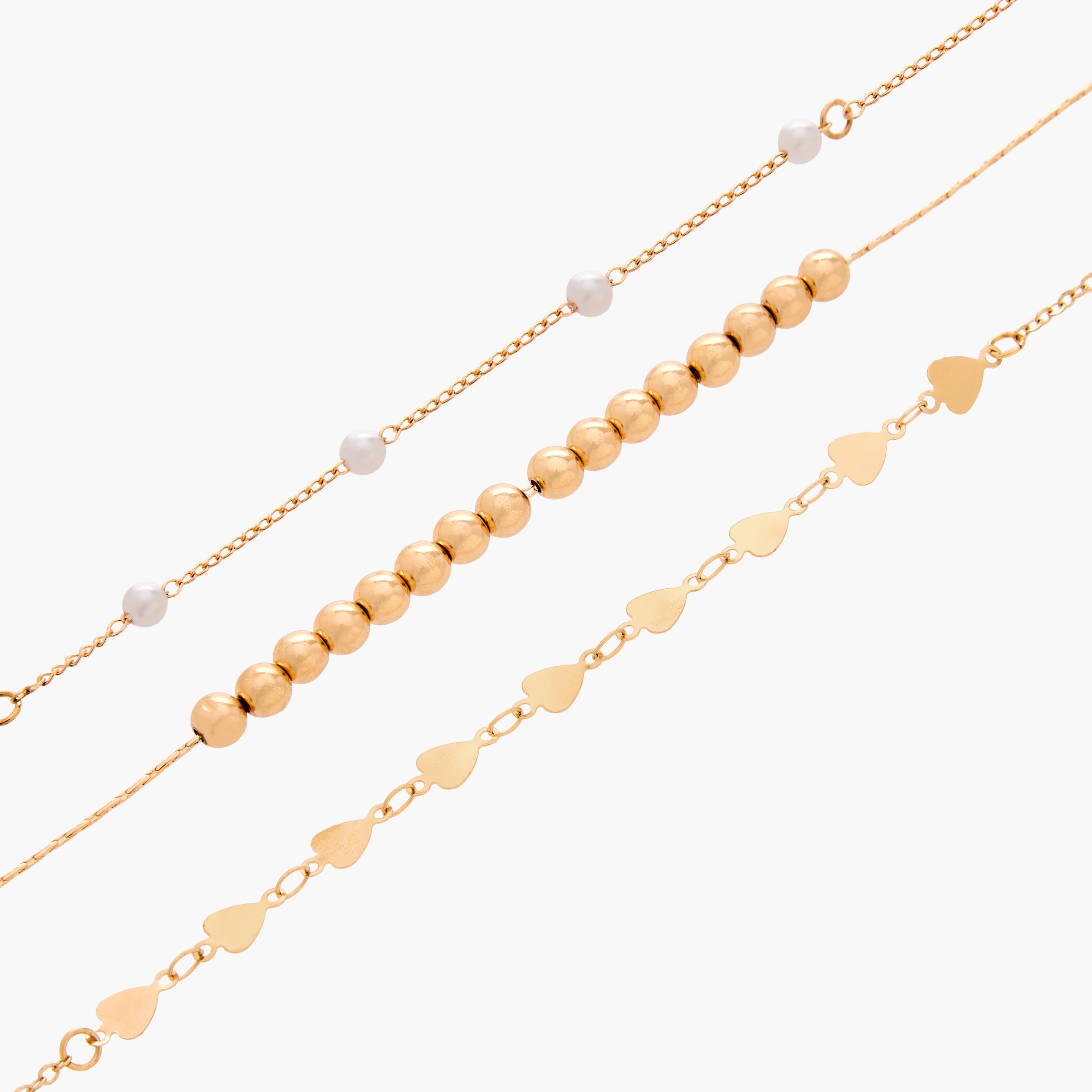 طقم خلاخيل متنوعة بلون ذهبي من 3 قطع-women-watchesandjewellery-jewellery-anklets-image-9