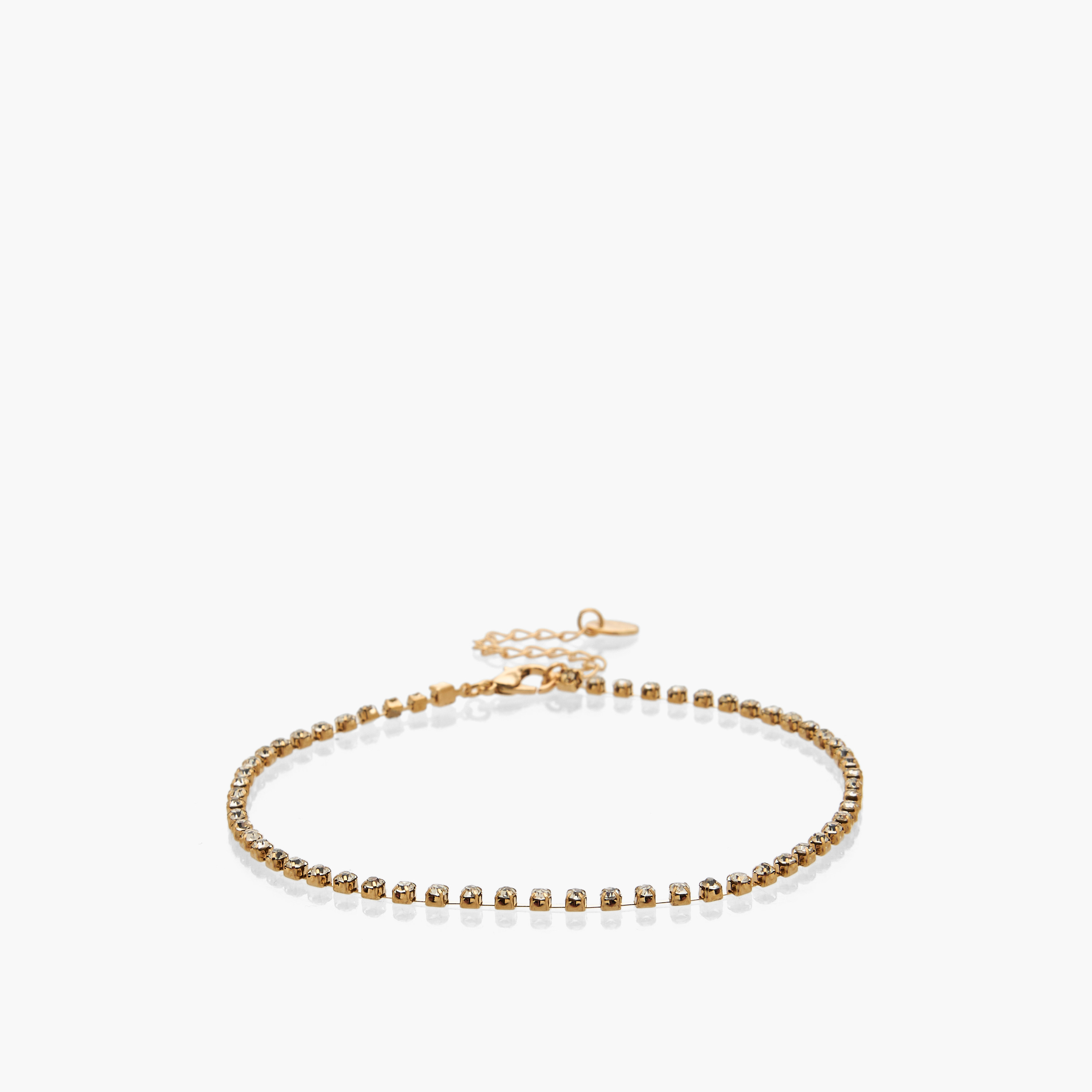 طقم خلخال بتصميم سلسلة باللون الذهبي - 5 قطع-women-watchesandjewellery-jewellery-anklets-image-5
