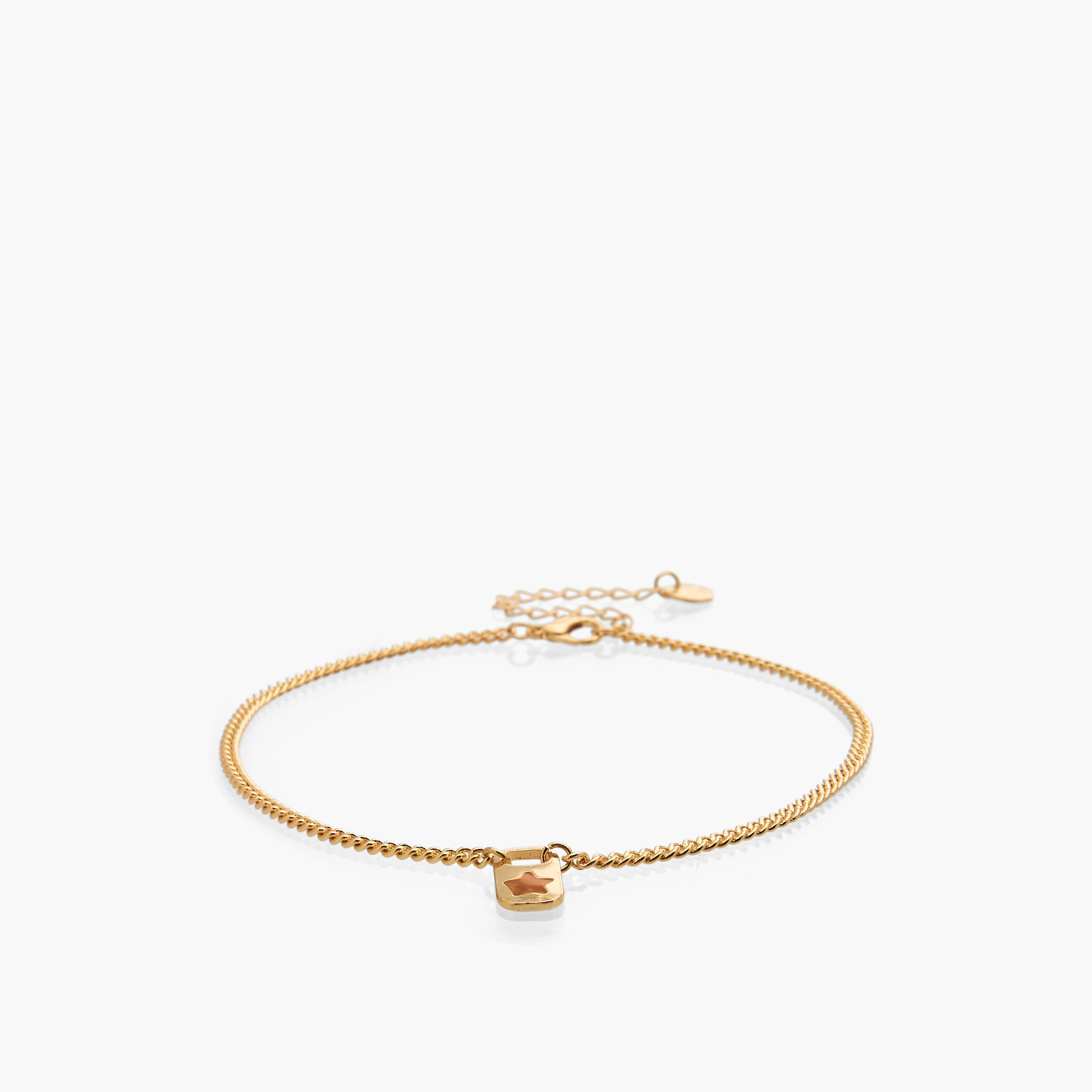 طقم خلخال بتصميم سلسلة باللون الذهبي - 5 قطع-women-watchesandjewellery-jewellery-anklets-image-6