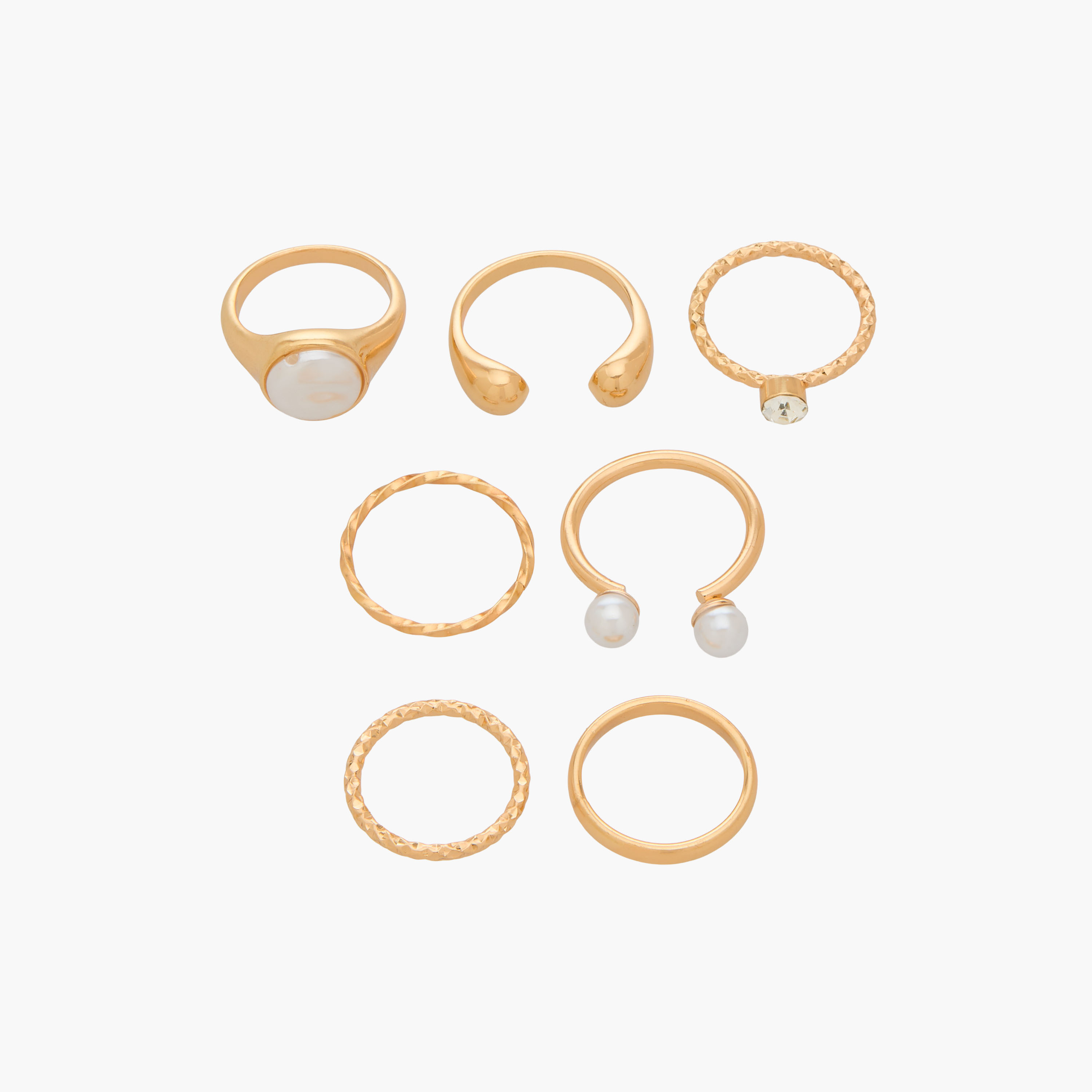 Set of 7 - Assorted Gold Tone Rings-women-watchesandjewellery-jewellery-rings-image-1