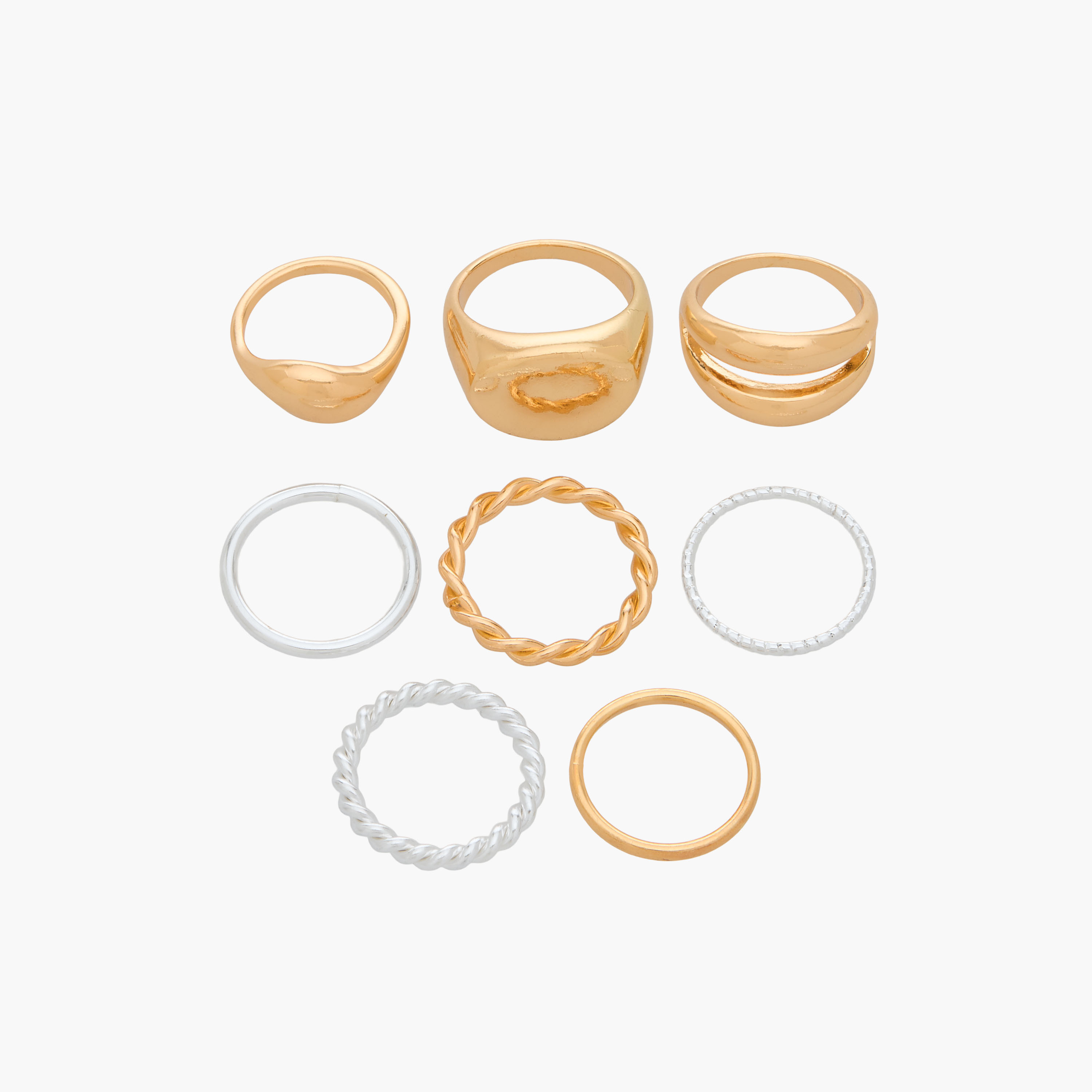 Set of 8 - Assorted Gold Tone Ring-women-watchesandjewellery-jewellery-rings-image-1
