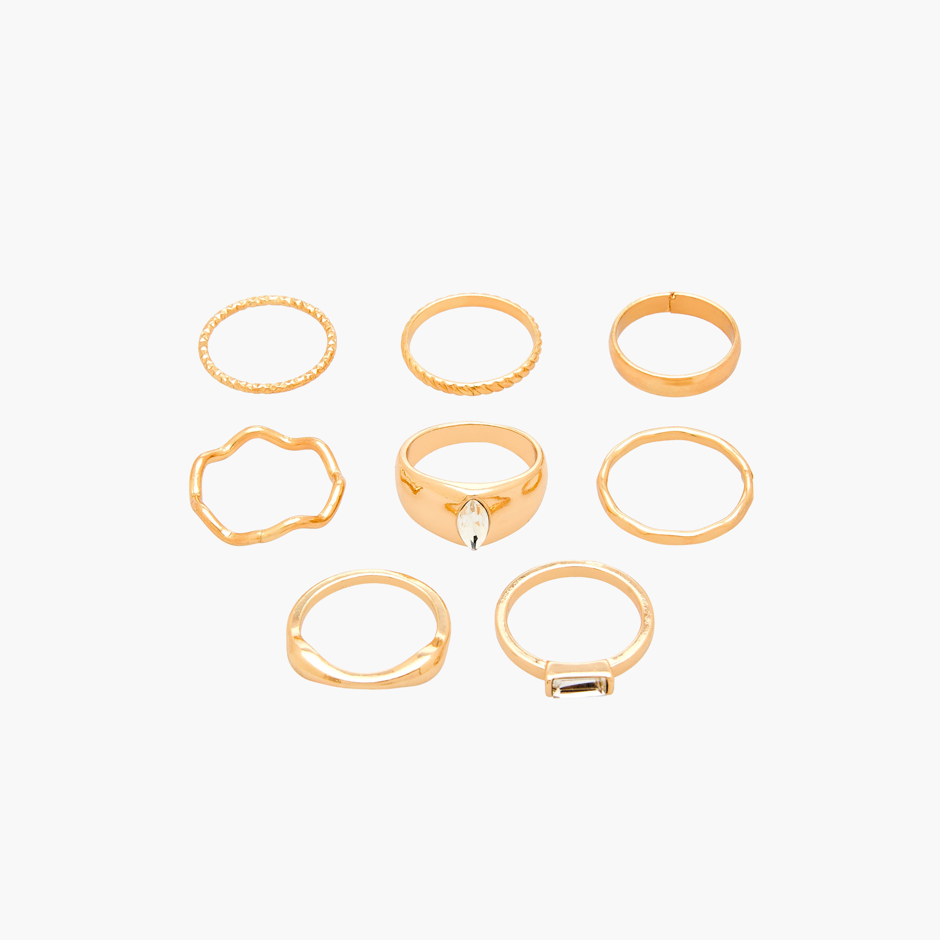 Set of 8 - Assorted Gold Tone Ring-women-watchesandjewellery-jewellery-rings-image-1