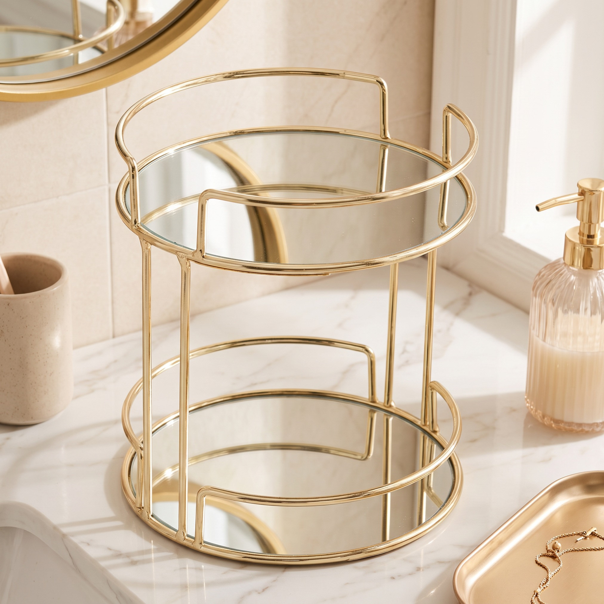 صينية تخزين زجاج بطابقين - 20 سم-household-storage-storagesolutions-storageboxesandbaskets-image-1