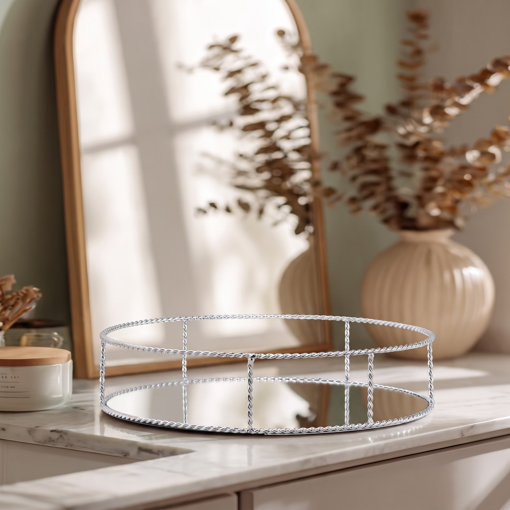 Decorative Tray with Glass - 25 cm-household-decor-boxesandtrays-image-1