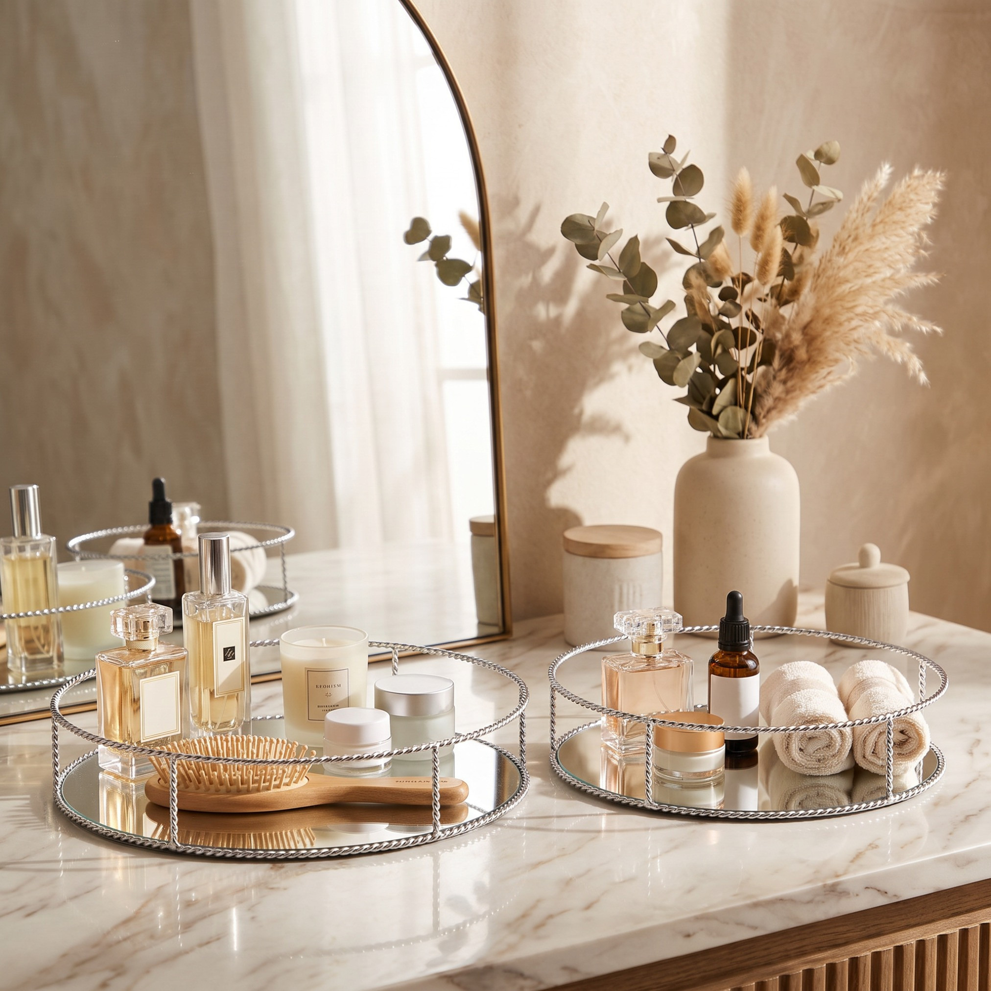 Decorative Tray with Glass - 25 cm-household-decor-boxesandtrays-image-4