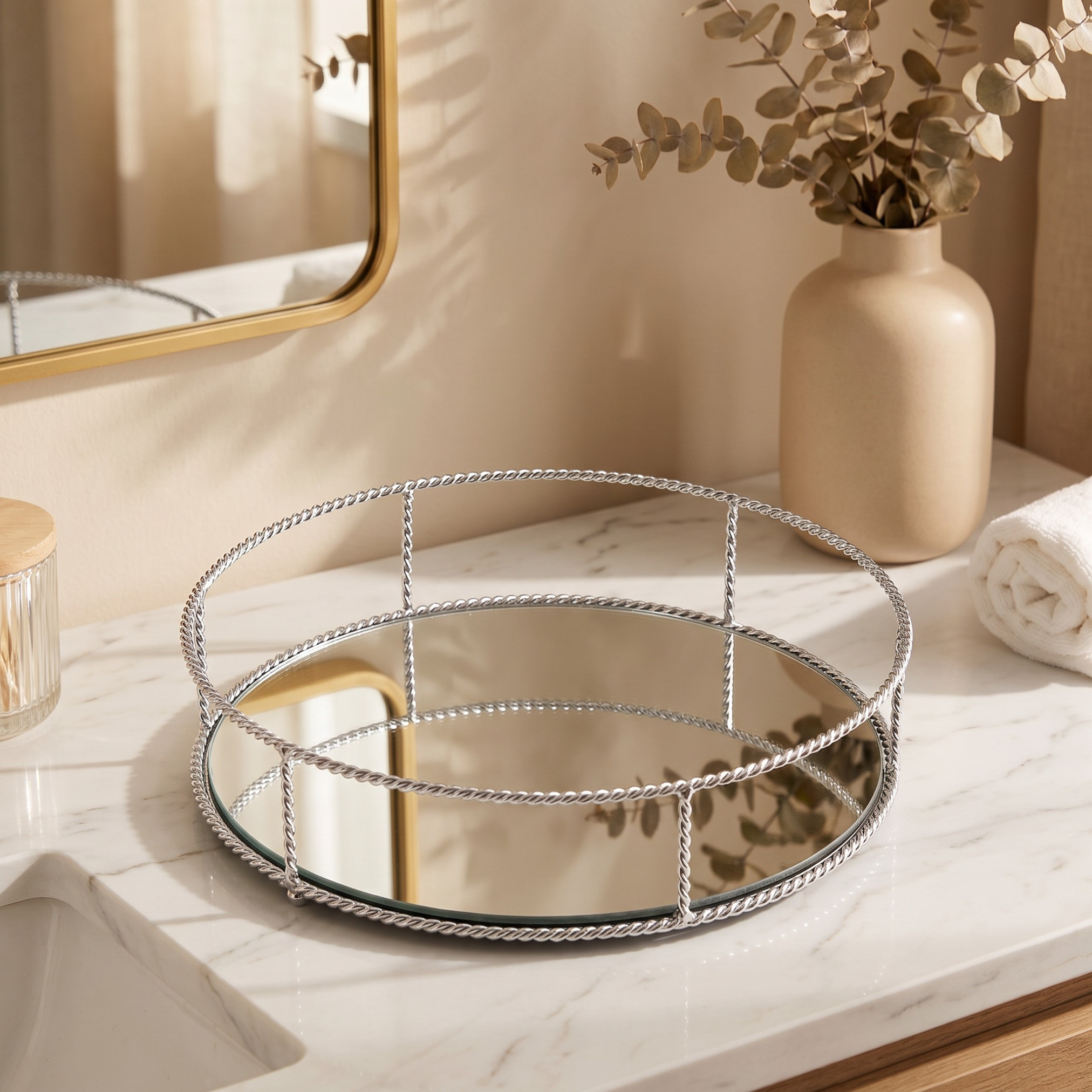 Decorative Tray with Glass - 30 cm-household-decor-boxesandtrays-image-1